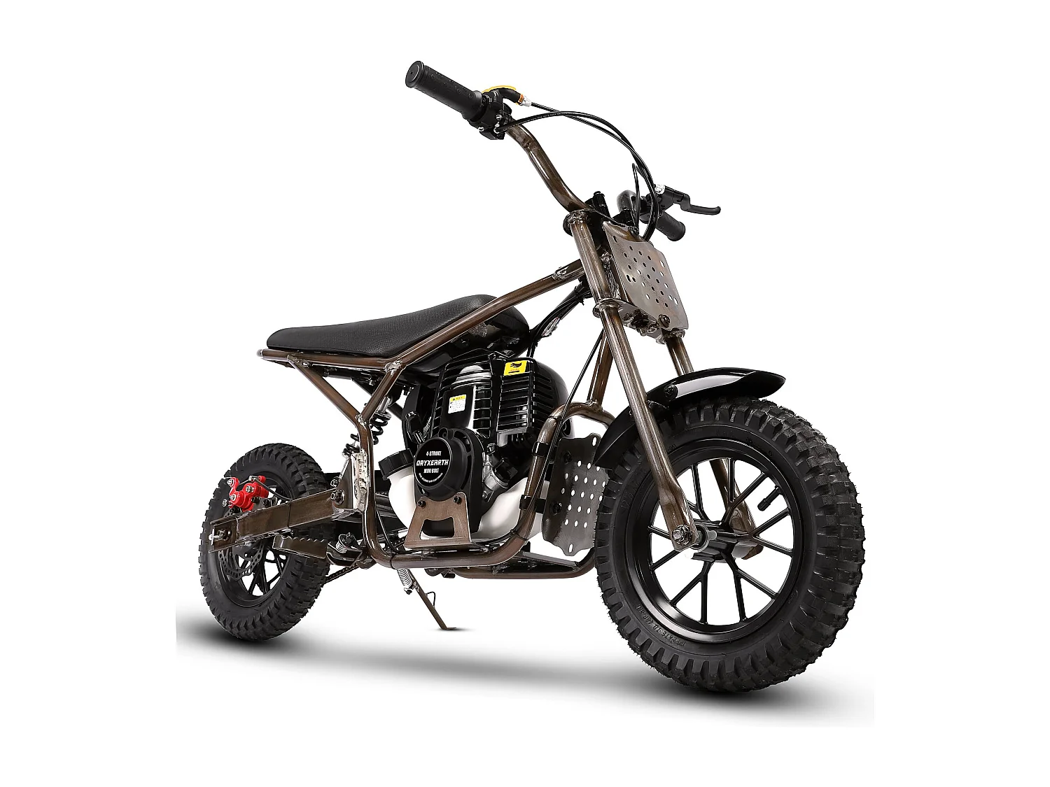 Oryxearth 37.7CC 4-Temps Dirt Bike pour Enfants, Mini Moto à Essence, Transmission Automatique et Démarrage par Traction, Marron