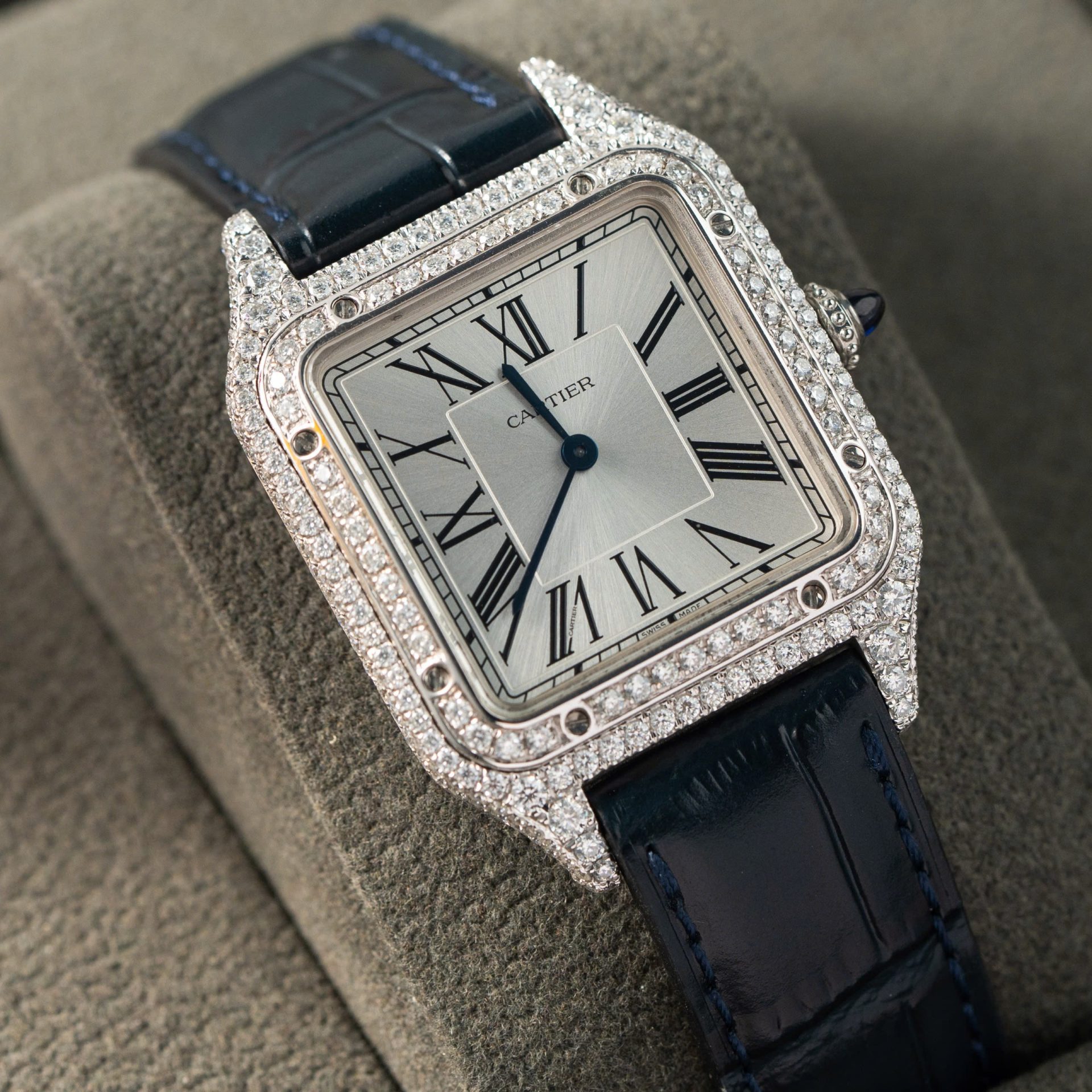 Cartier Replica 1:1 Watch Santos Dumont Large With Full Moissanite Diamond Hong Kong 42mm - Top club