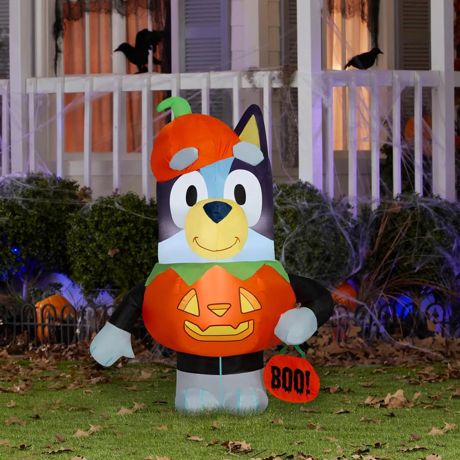 Gemmy 3.5 ft Airblown Blowup Inflatable Bluey in Pumpkin Costume Outdoor Decoration - Orange - Image 3 Gemmy 3.5 ft Airblown Blowup Inflatable Bluey in Pumpkin Costume Outdoor Decoration - Orange - Image 3