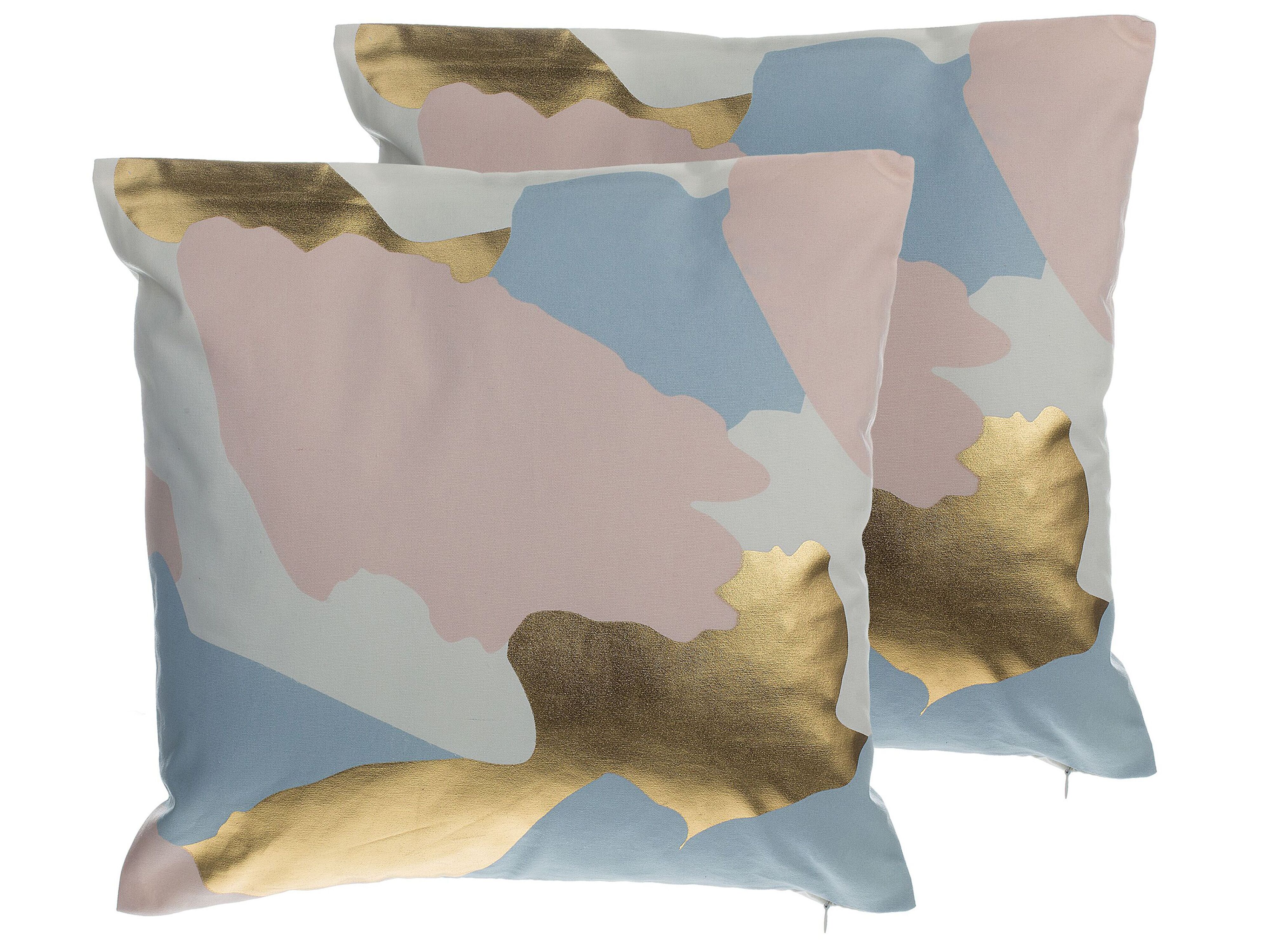 Set of 2 Decorative Cushions IXIA Cotton 45 x 45 cm Pink Abstract Pattern