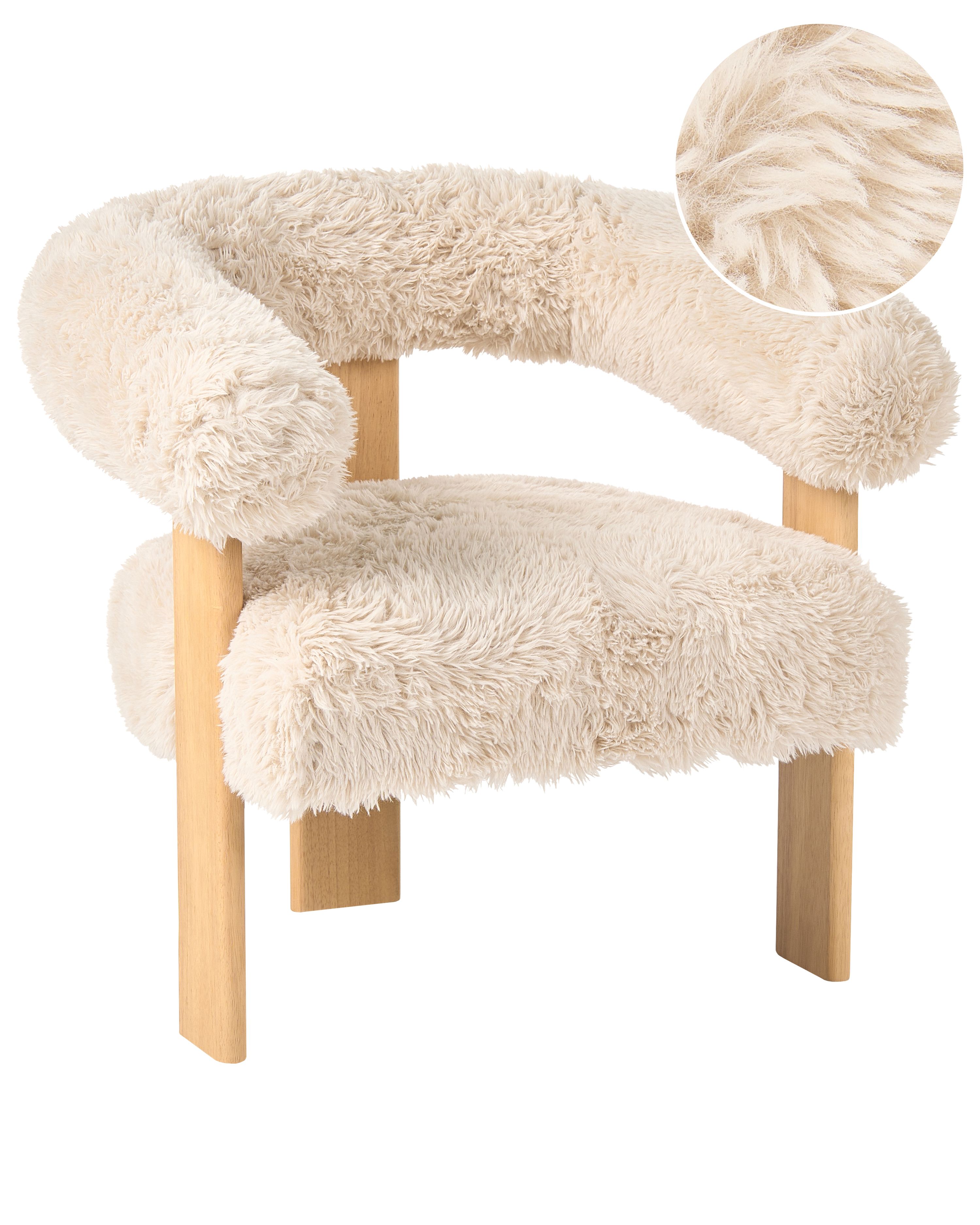 Armchair ILBRO Faux Fur Off-White/ Light Brown
