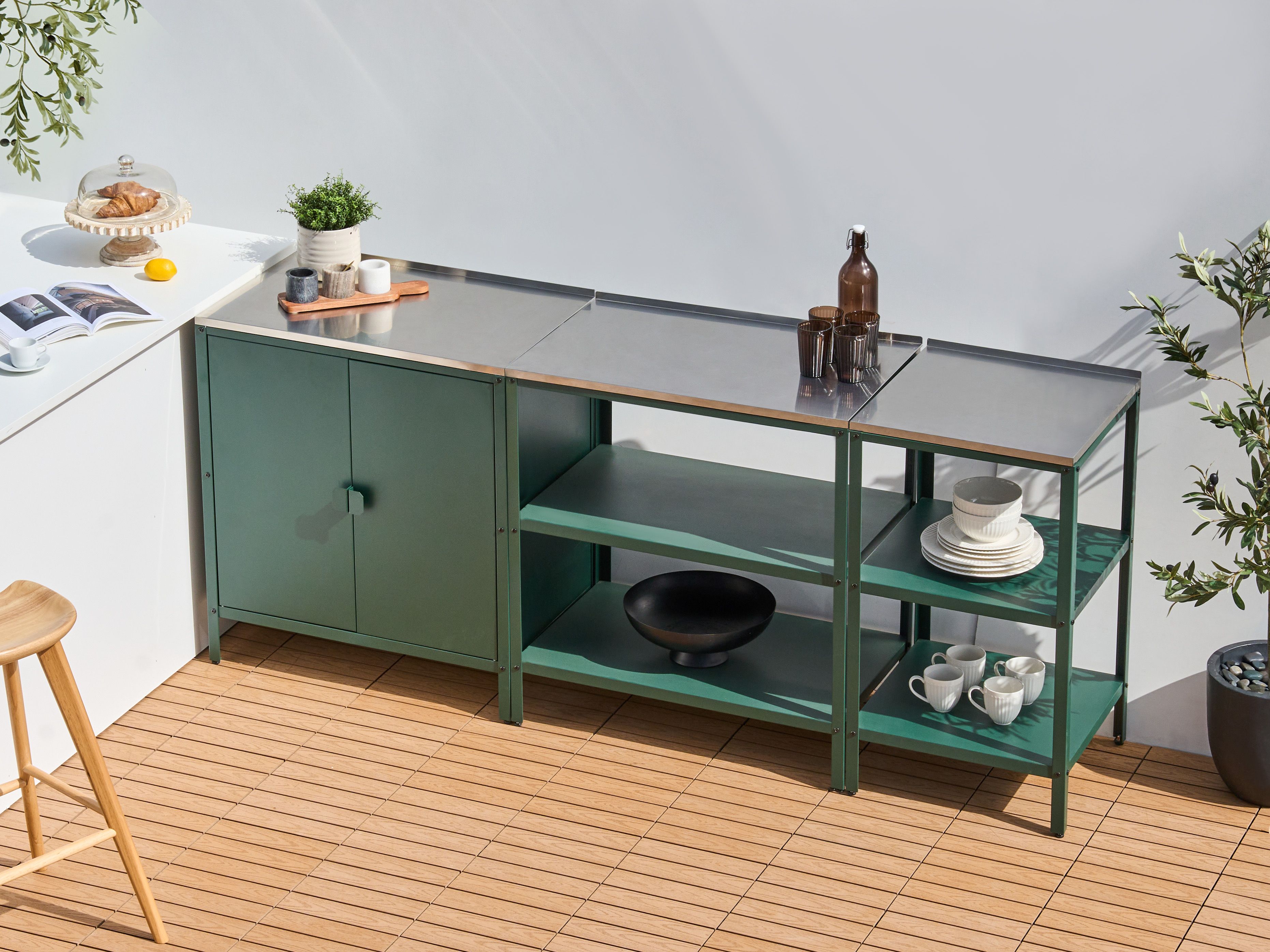 3 Piece Outdoor Kitchen Set VILAMA Metal Green