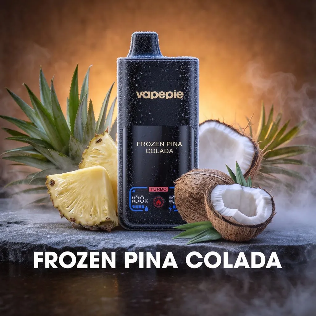 VAPEPIE MEGA 70 000 puffów – Frozen Pina Colada; ekran z poziomem baterii i tryb TURBO