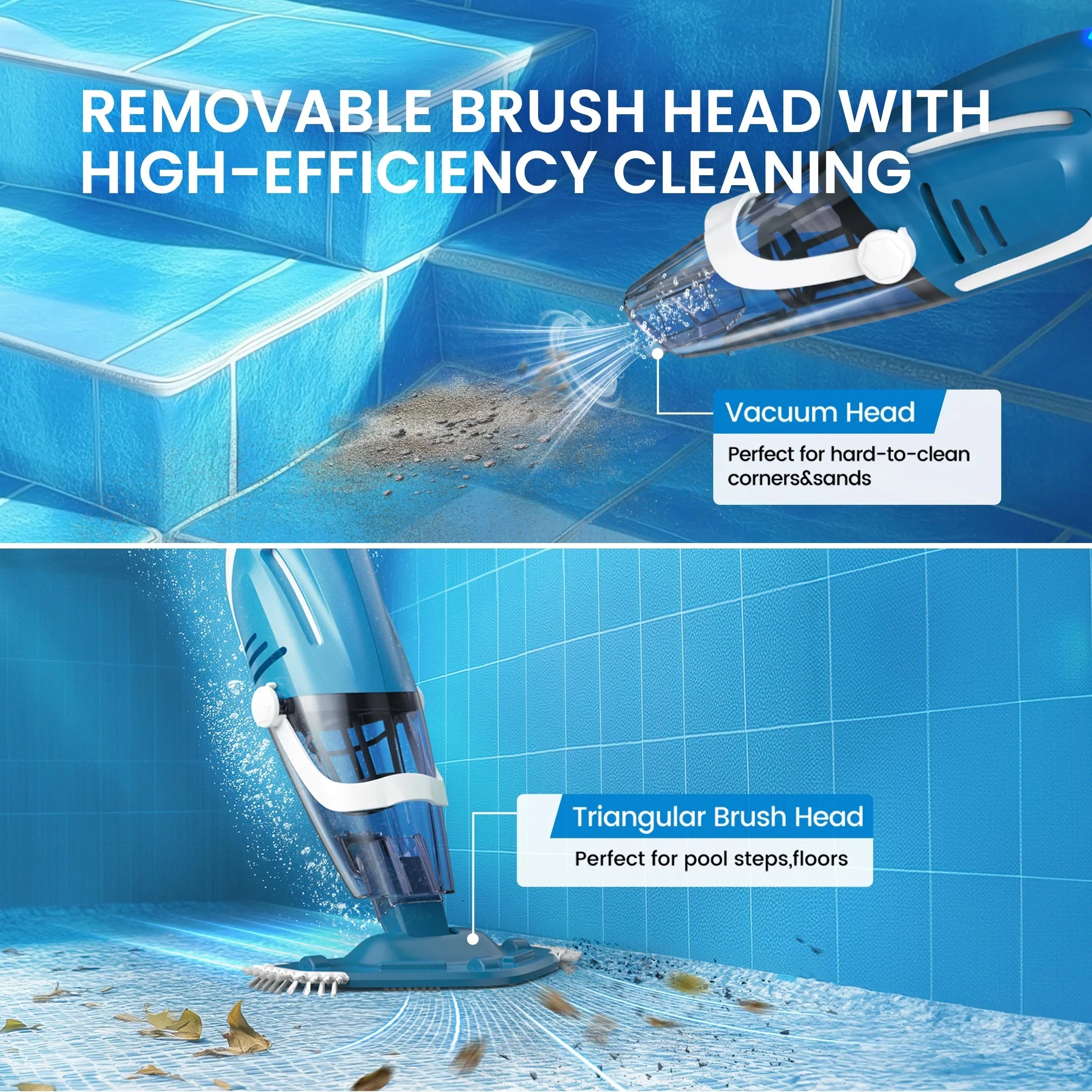 Cordless Handheld Pool Vacuum Cleaner With 80-Minute Runtime And 3.2-6.4 ft Telescopic Pole - Image 2 Cordless Handheld Pool Vacuum Cleaner With 80-Minute Runtime And 3.2-6.4 ft Telescopic Pole - Image 2