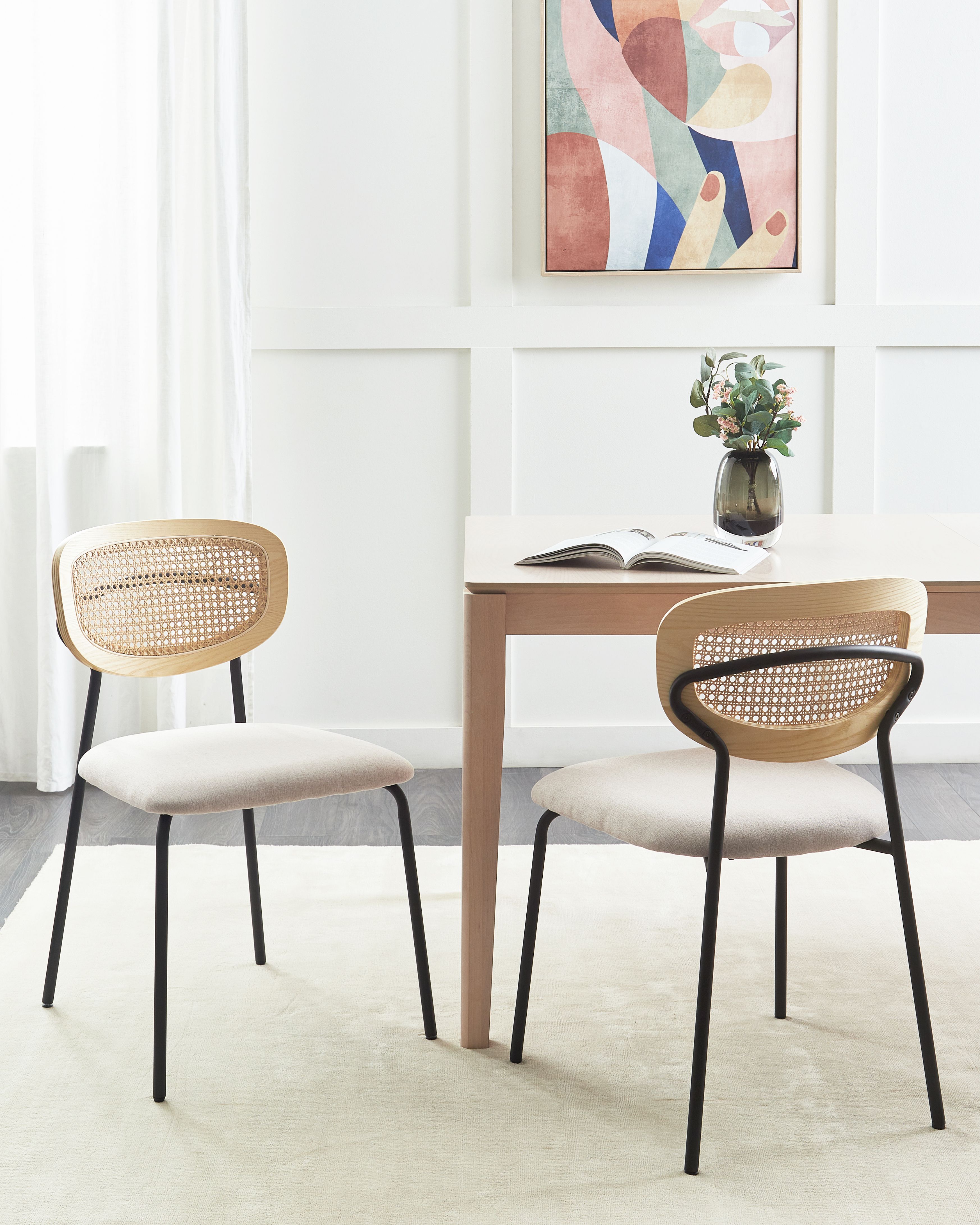 Set of 2 Dining Chairs MAYETTA Metal Light Beige