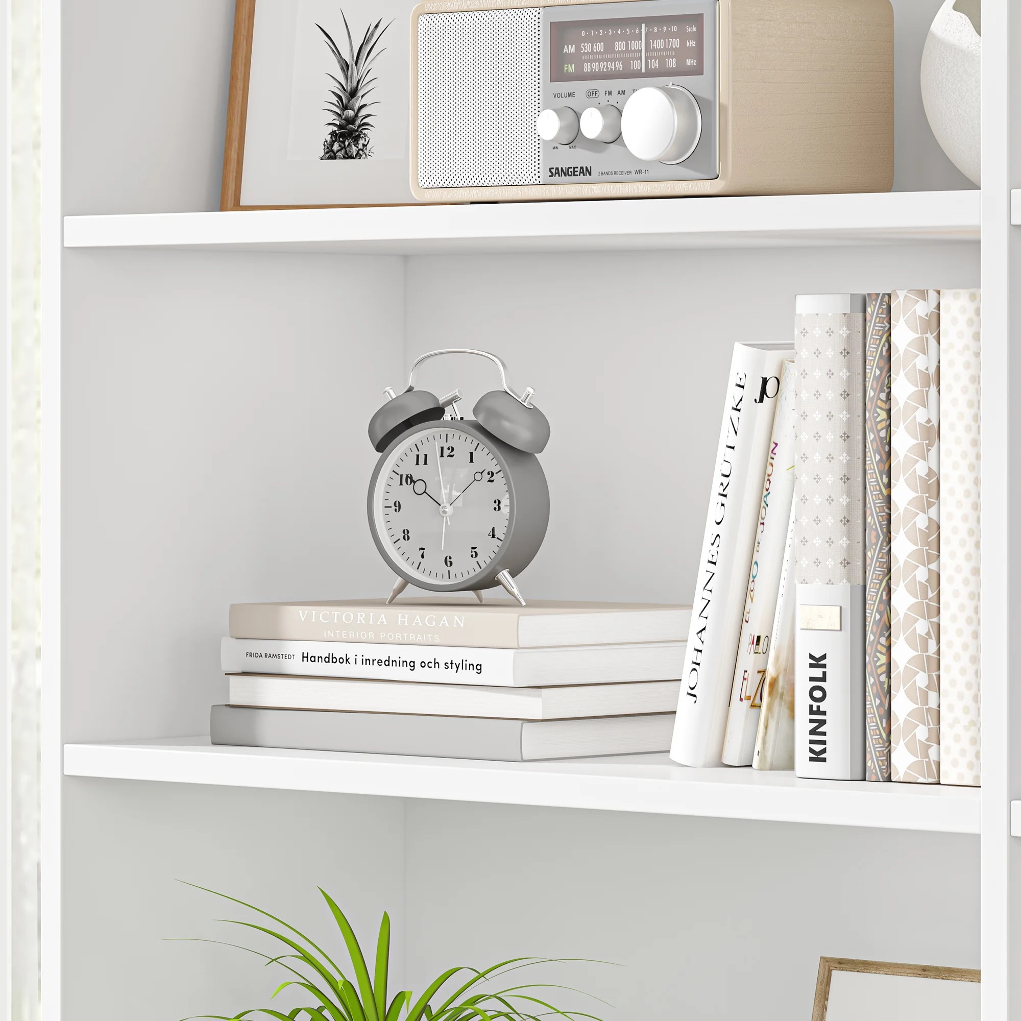 Homfa 74.3�� Double Wide 6-Tier Bookcase, Extra Large Wooden Freestanding Display Bookshelf for Home Office Living Room, White - Image 10