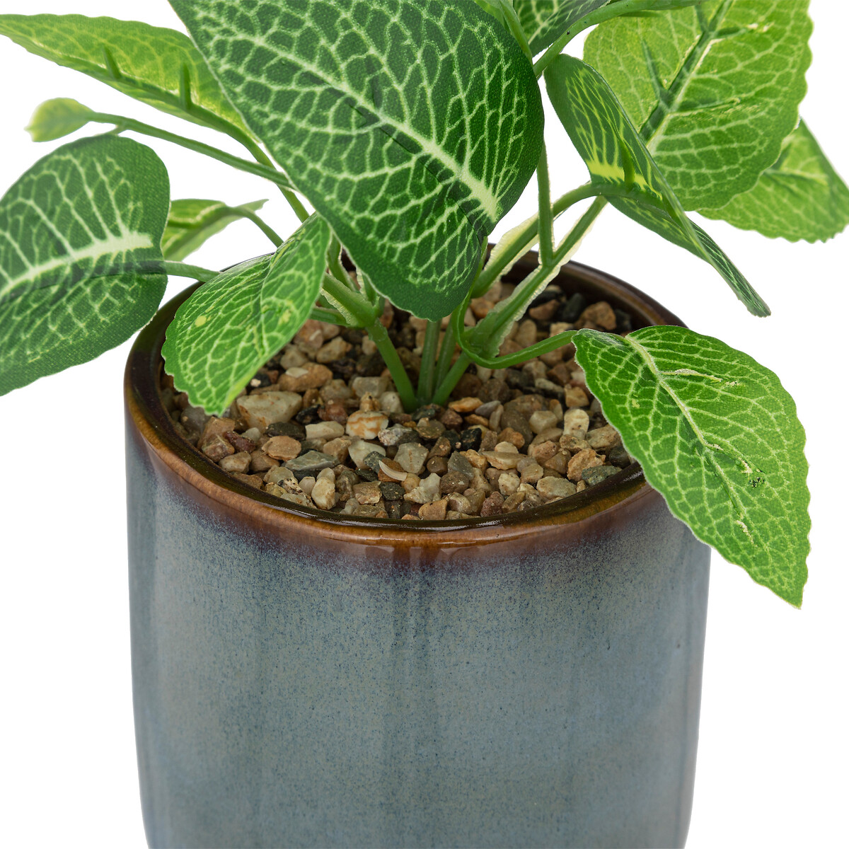 Artificial plant, ceramic pot Storm blue, H.16 cm