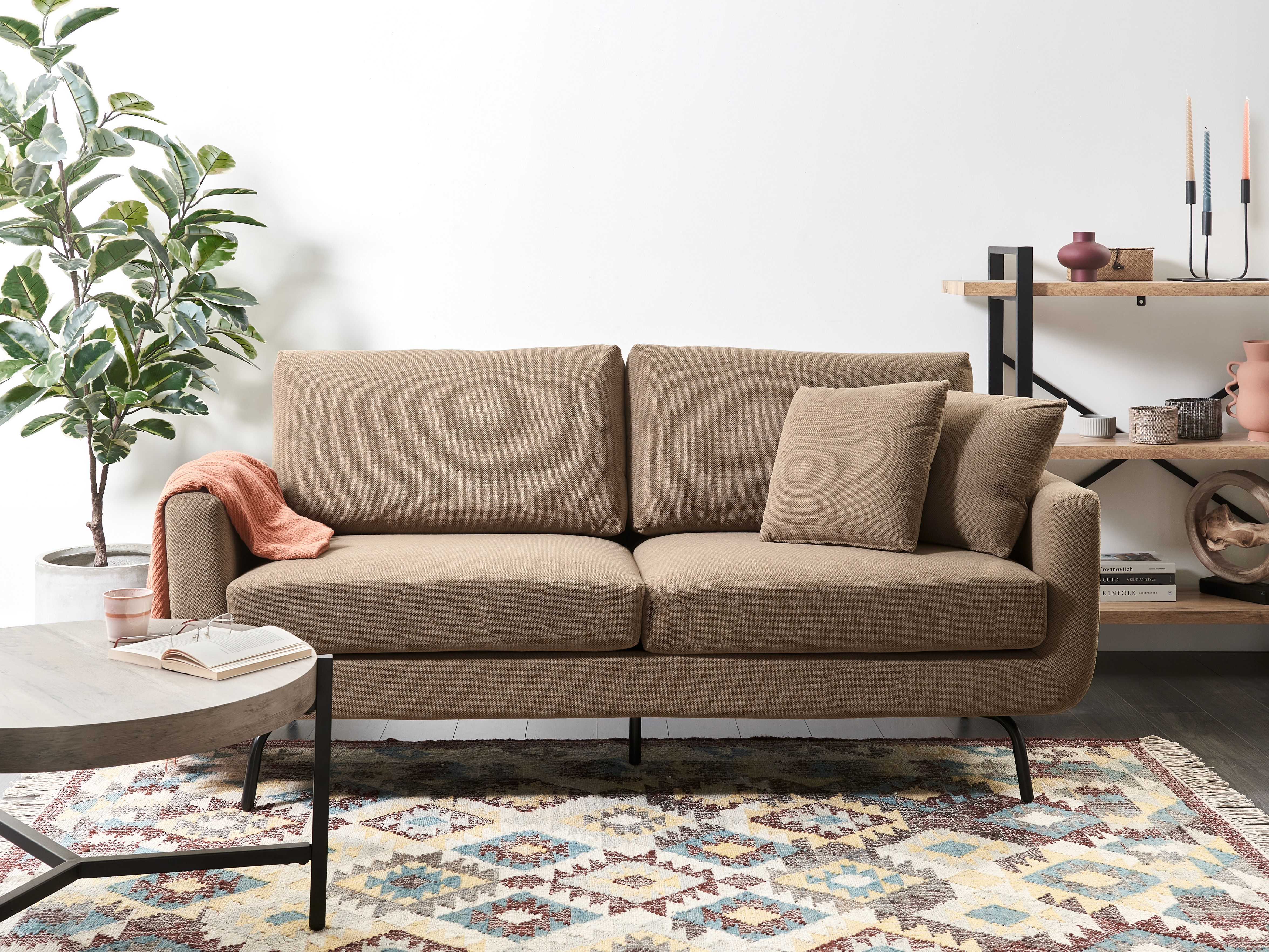 Sofa 3 Seater VESALA Fabric Light Brown