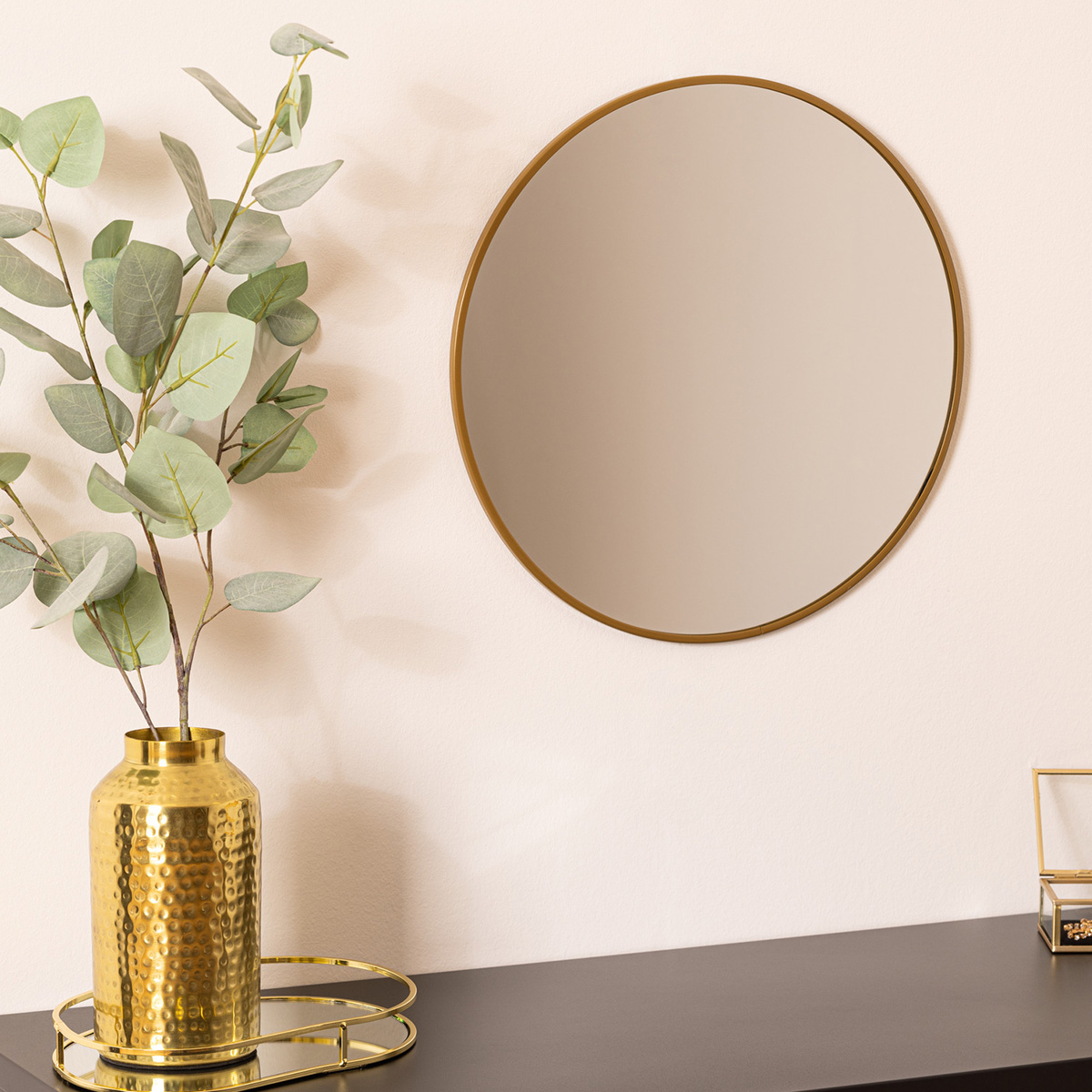 "Alice" round mirror Golden metal, H.38 cm