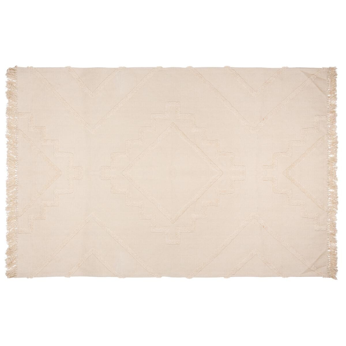Rug "Inca", tufted cotton Ivory white, 120x170 cm
