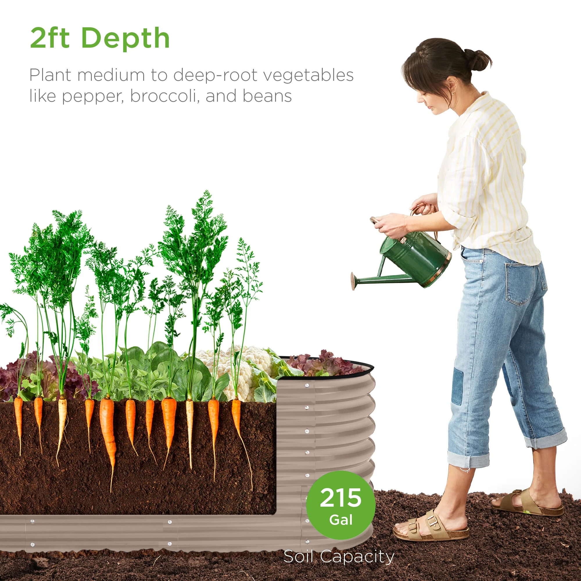 Best Choice Products 8x2x2ft Metal Raised Garden Bed, Oval Outdoor Planter Box w/ 4 Support Bars - Charcoal - Image 17