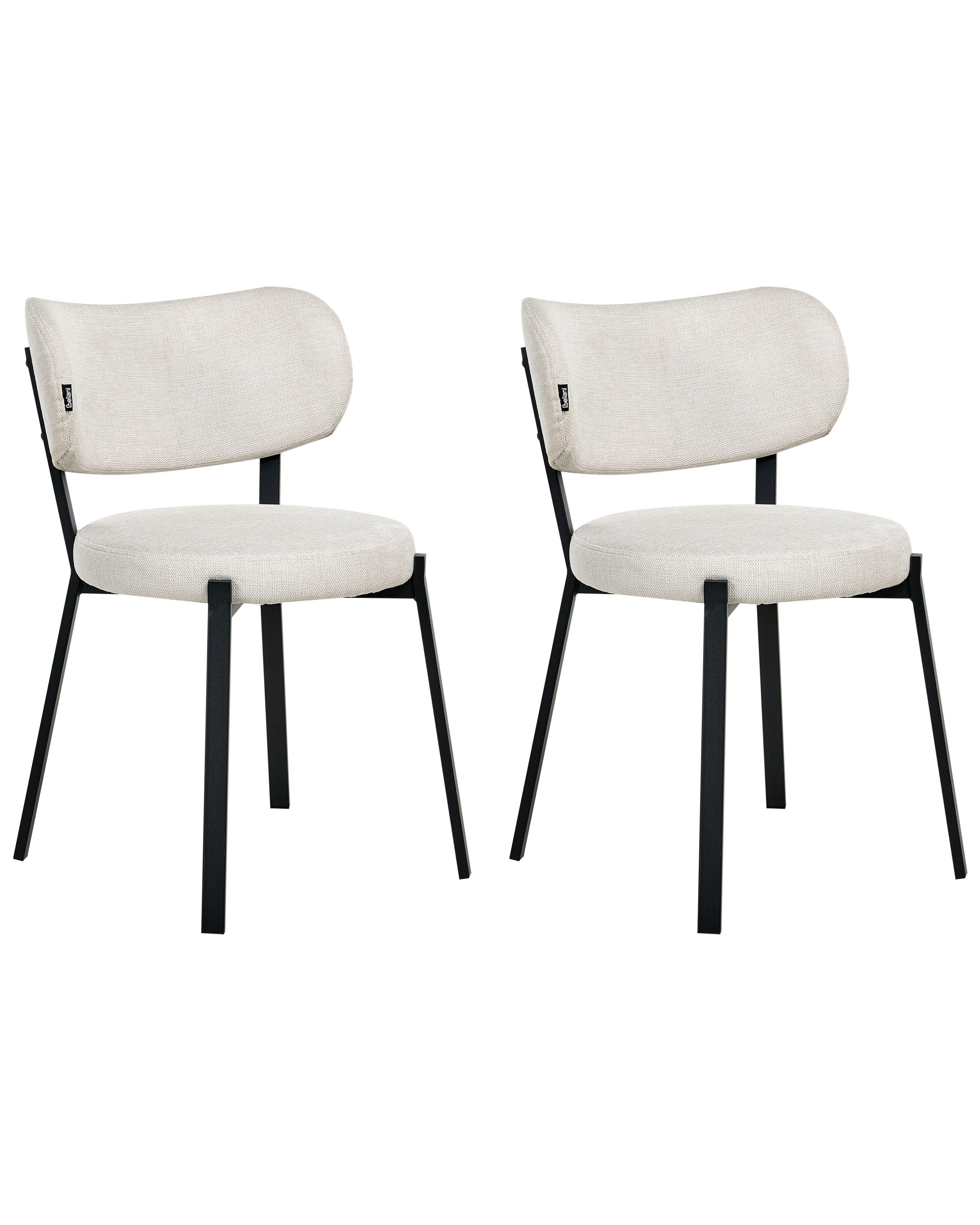 Set of 2 Dining Chairs BRONTE Fabric Light Beige