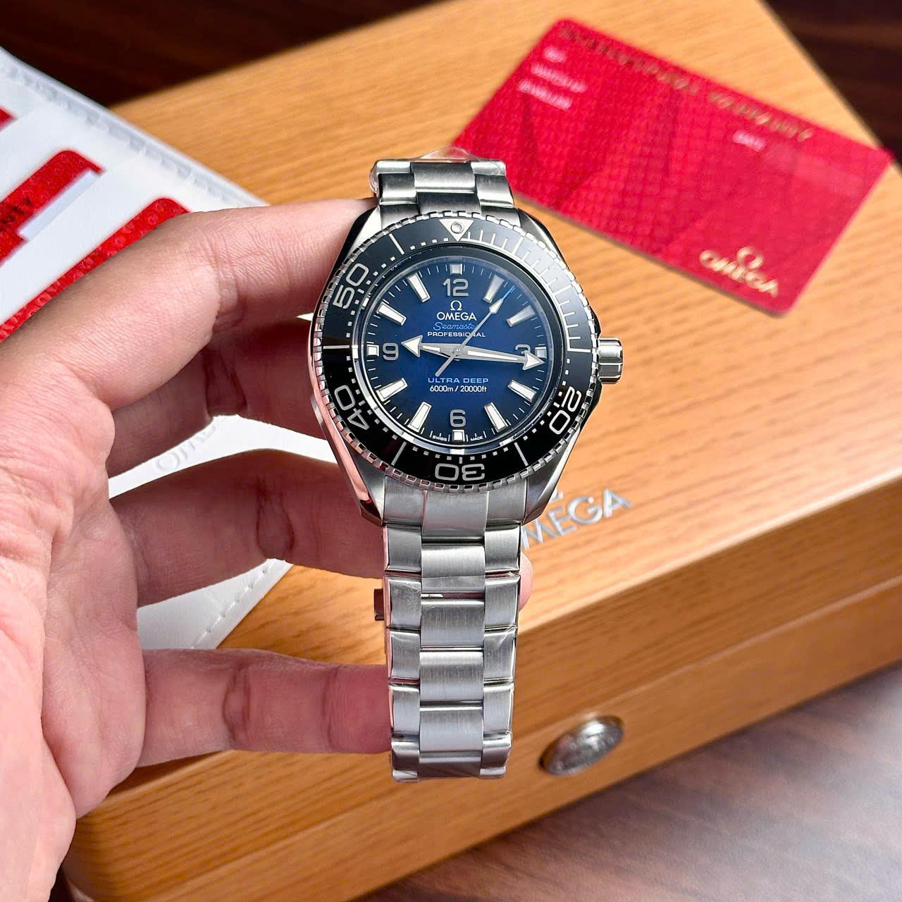 Omega Seamaster Planet Ocean 6000M Ultra Deep Replica Watches Blue Dial VSF 45.5mm - Elite Watch Atelier
