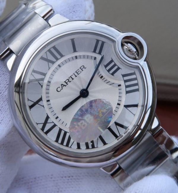 Replica Cartier V6F Ballon Bleu 36mm White Dial SS Bracelet Ronda Quartz - Top club