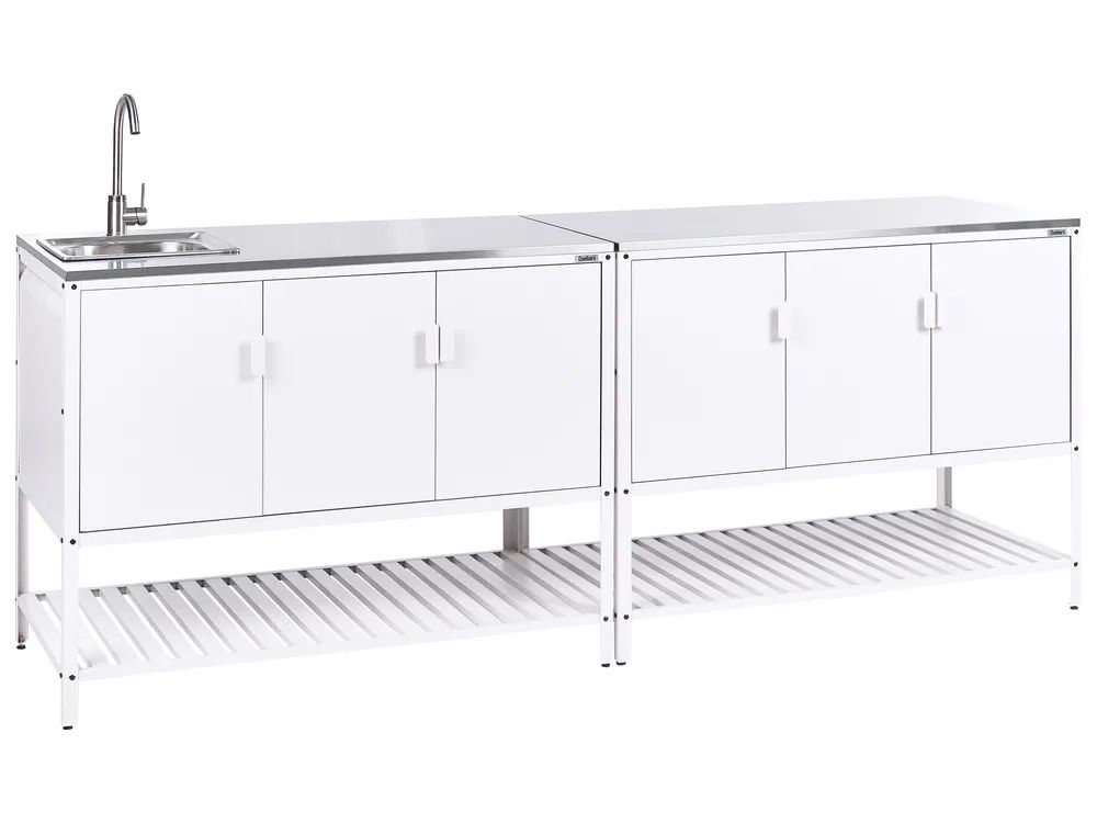 2 Piece Outdoor Kitchen Set with Sink MAENZA Metal White