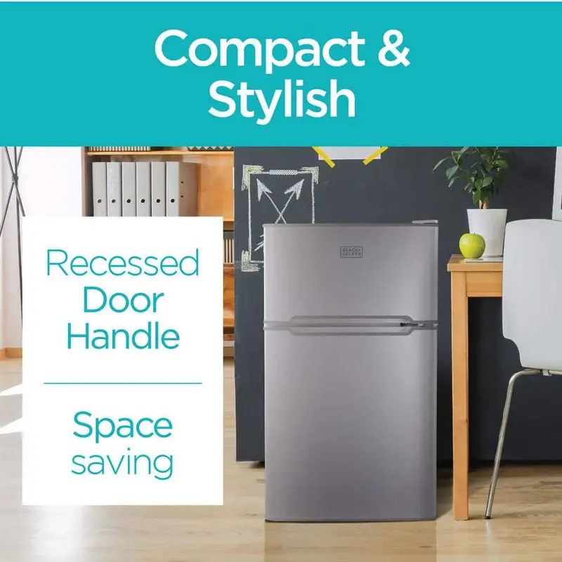 BLACK+DECKER 3.1 Cu. Ft. 2-Door Mini Fridge With True Freezer, Stainless Look - BCRDK32V