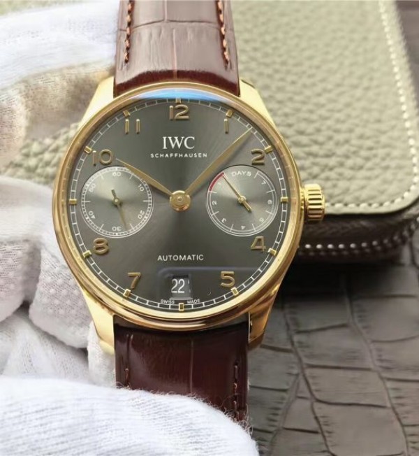 Replica IWC ZF Portuguese IW5001 YG Gray Dial Leather Strap - Top club