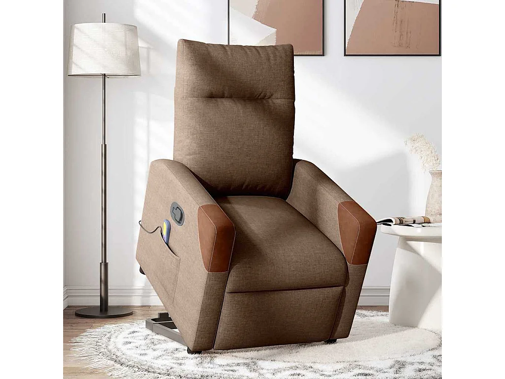 Fauteuil inclinable-Chaise de relax-Fauteuil de Massage Marron Tissu SHL1103