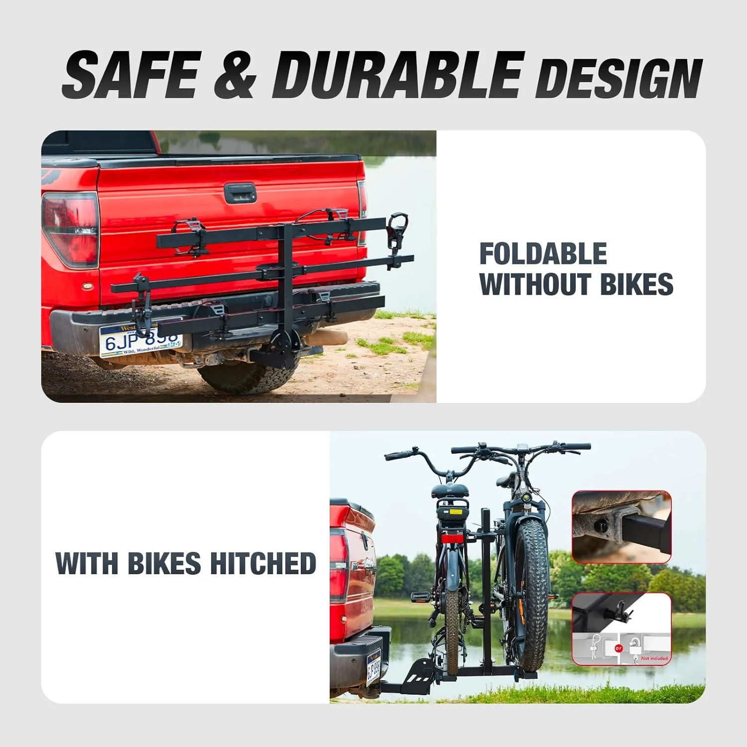 Young Electric Ebike Rack, 200lb Capacity, Alloy Steel Hitch Mount, Fits 5-Inch Fat Tire Bikes, 2-Inch Receiver - Image 47