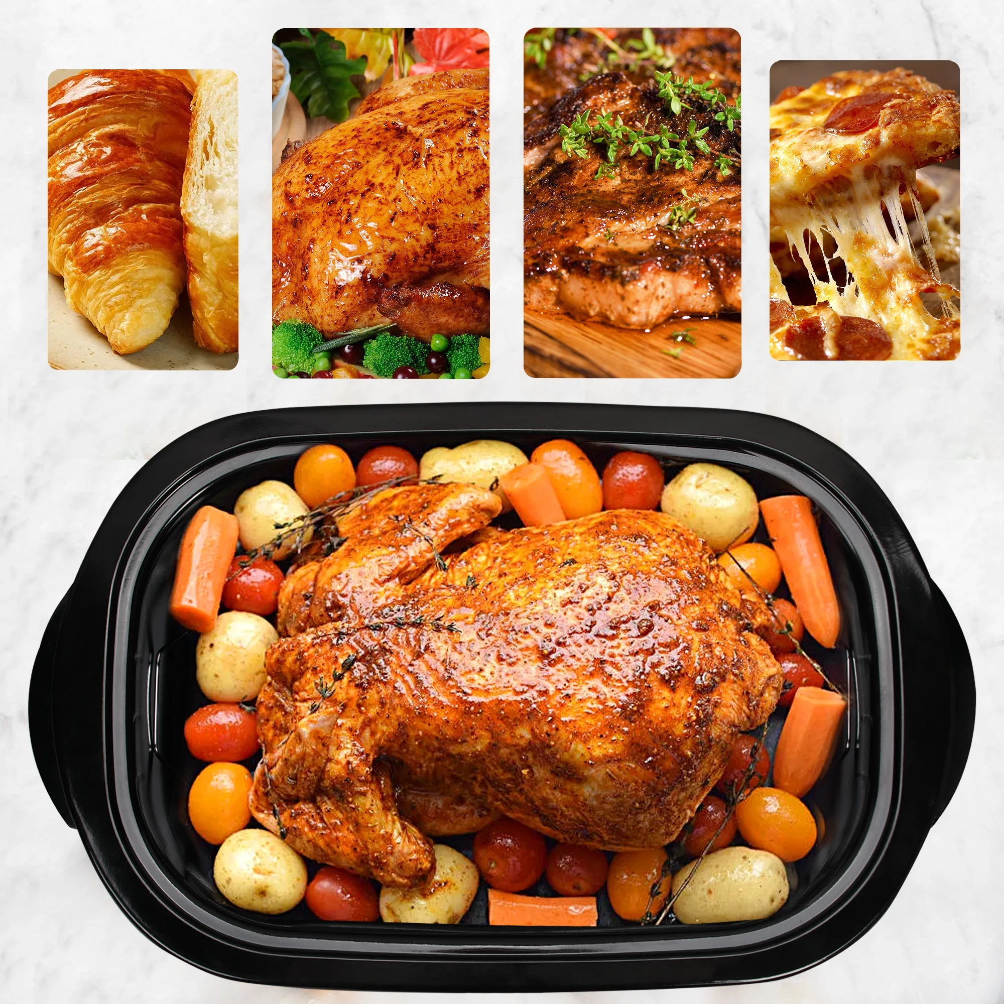 Superjoe 26QT Electric Roaster Oven, Stainless Steel, Self-Basting Lid Removable Insert Pot, Black - Image 9