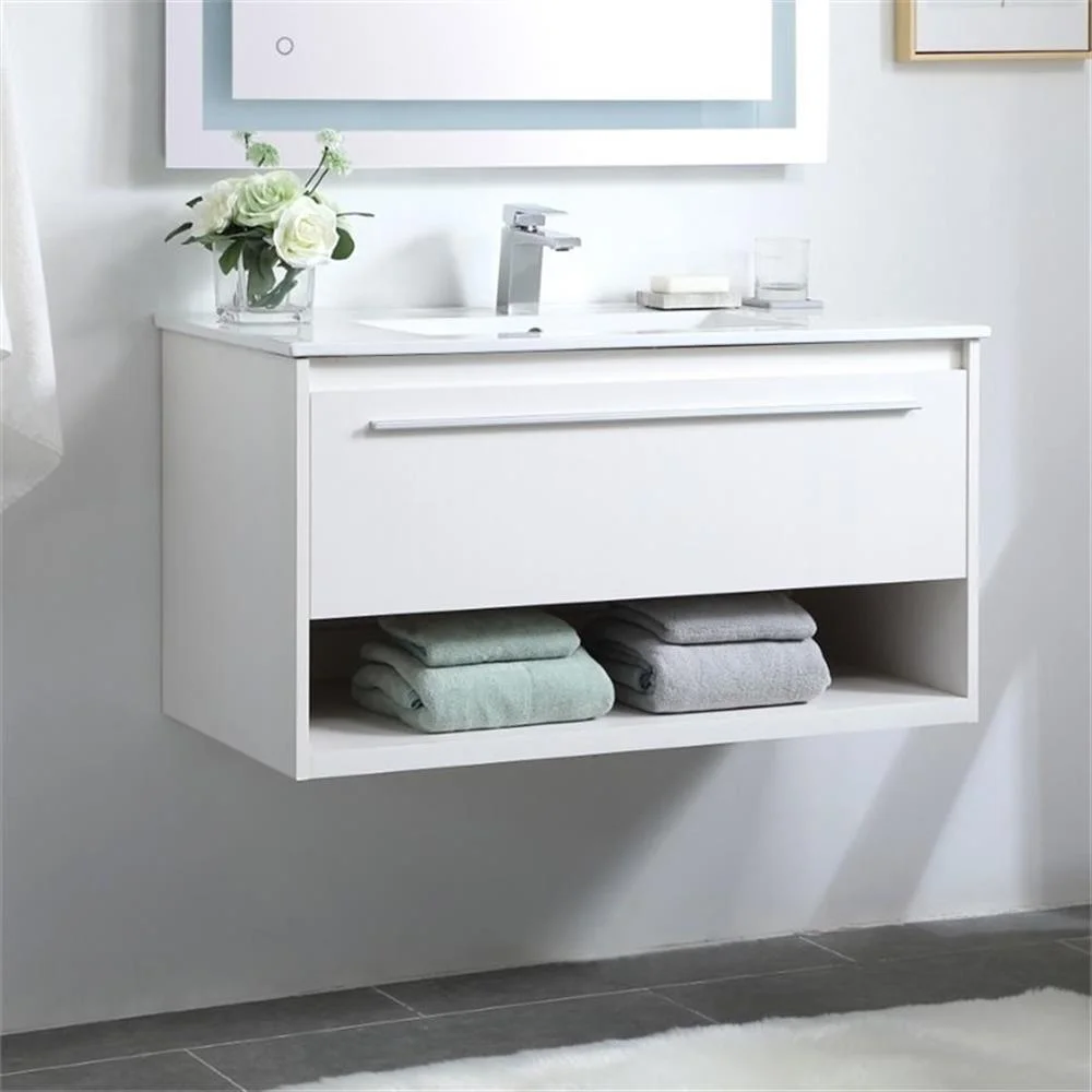 Elegant Kitchen and Bath 36 Inch  Single Bathroom Floating Vanity In White
