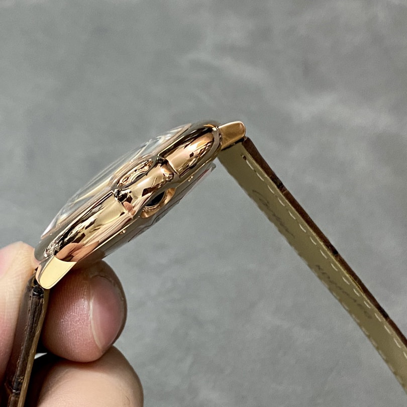 Fake Cartier Watch Ballon Bleu de Rose Gold 42mm Silver Dial Leather Strap WGBB0030 AF(1:1 replica) - Top club
