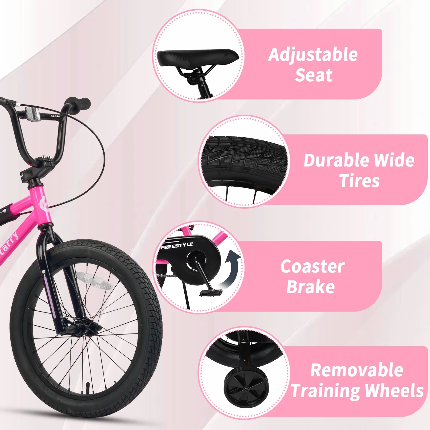 Glerc 14 Inch Little Kids Bike BMX Style Bicycle with Training Wheels Coaster Brake for 3 4 5 Years Old Boys Girls, Blue - Image 18
