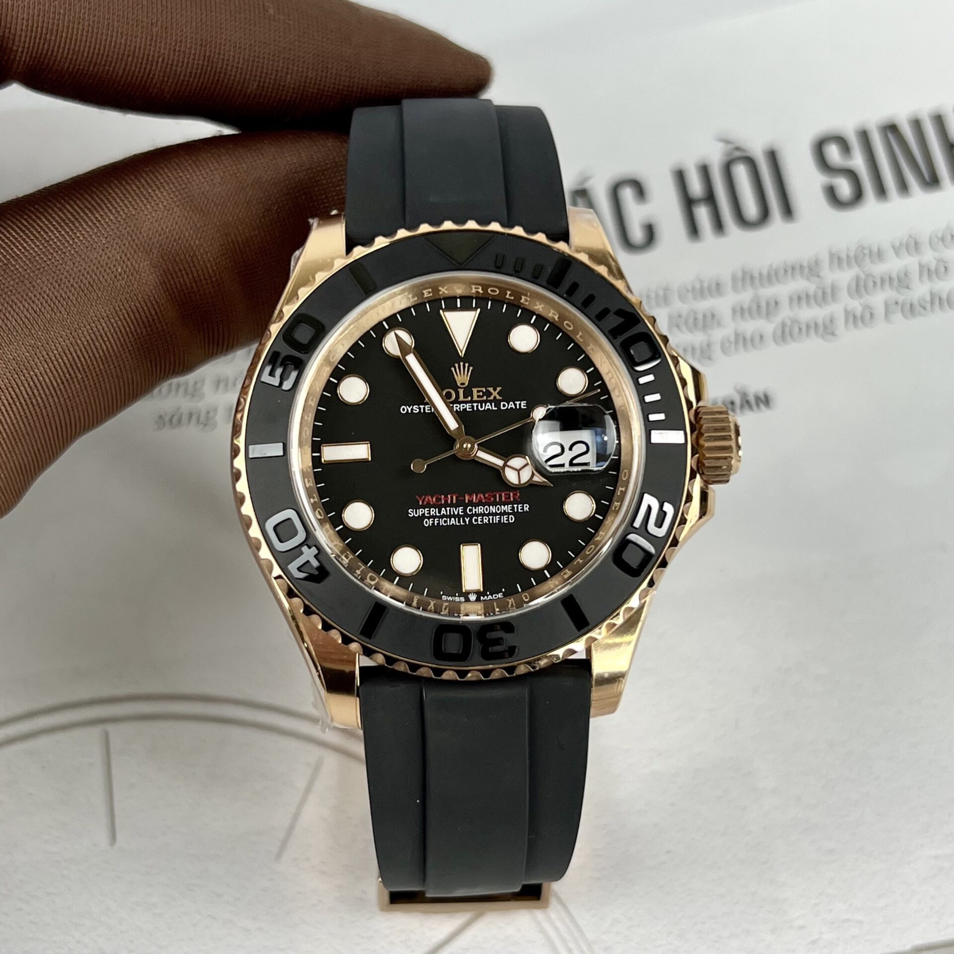 Rolex Yacht-Master 116655 Replica Watch Rose Gold Clean Factory 40mm - Elite Watch Atelier