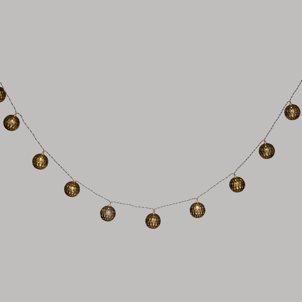 Battery powered LED garland "Oasis" 10 balls, Gold, L.165 cm