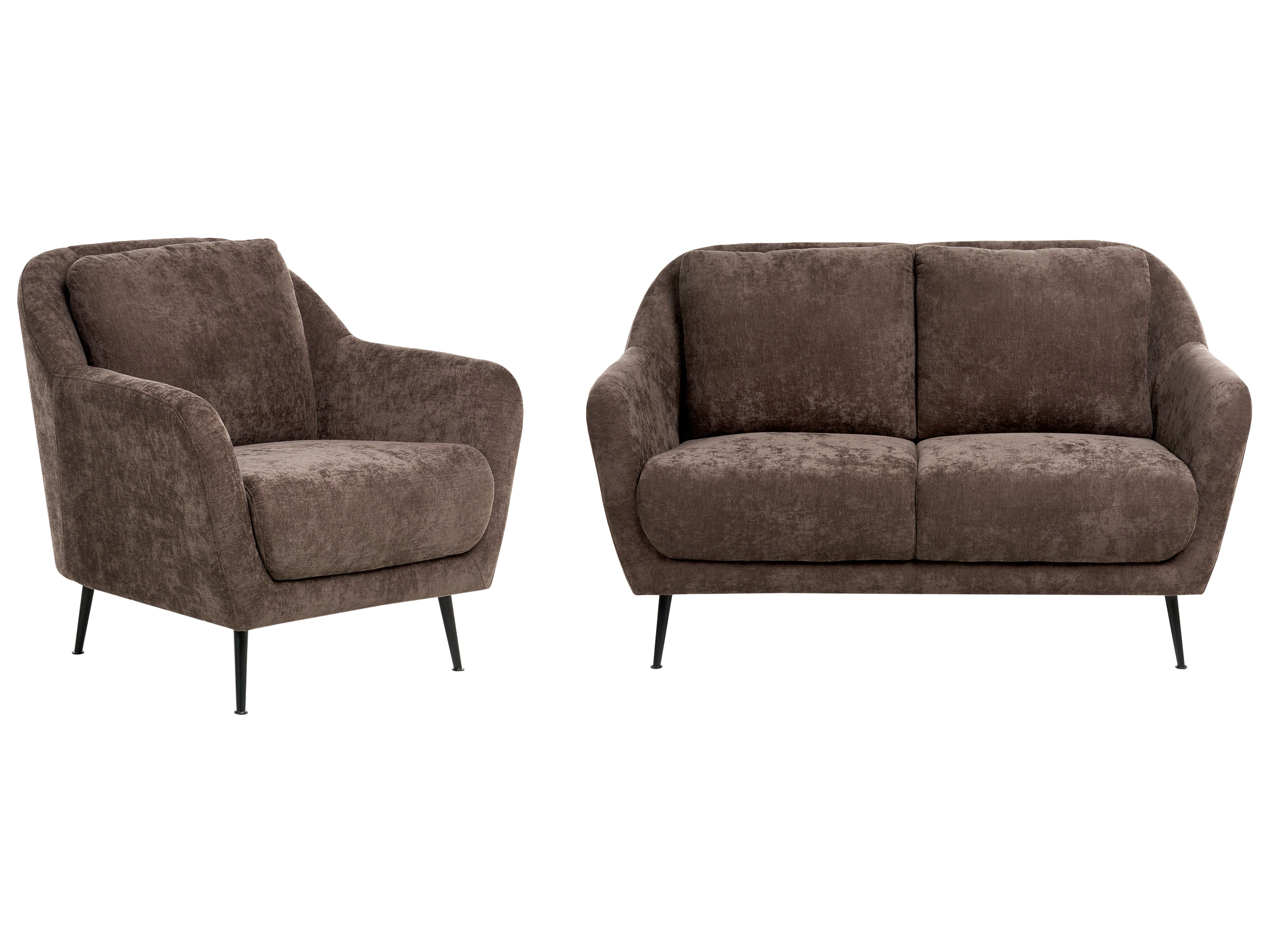 Living Room Set 3 Seater EIBY Chenille Dark Brown