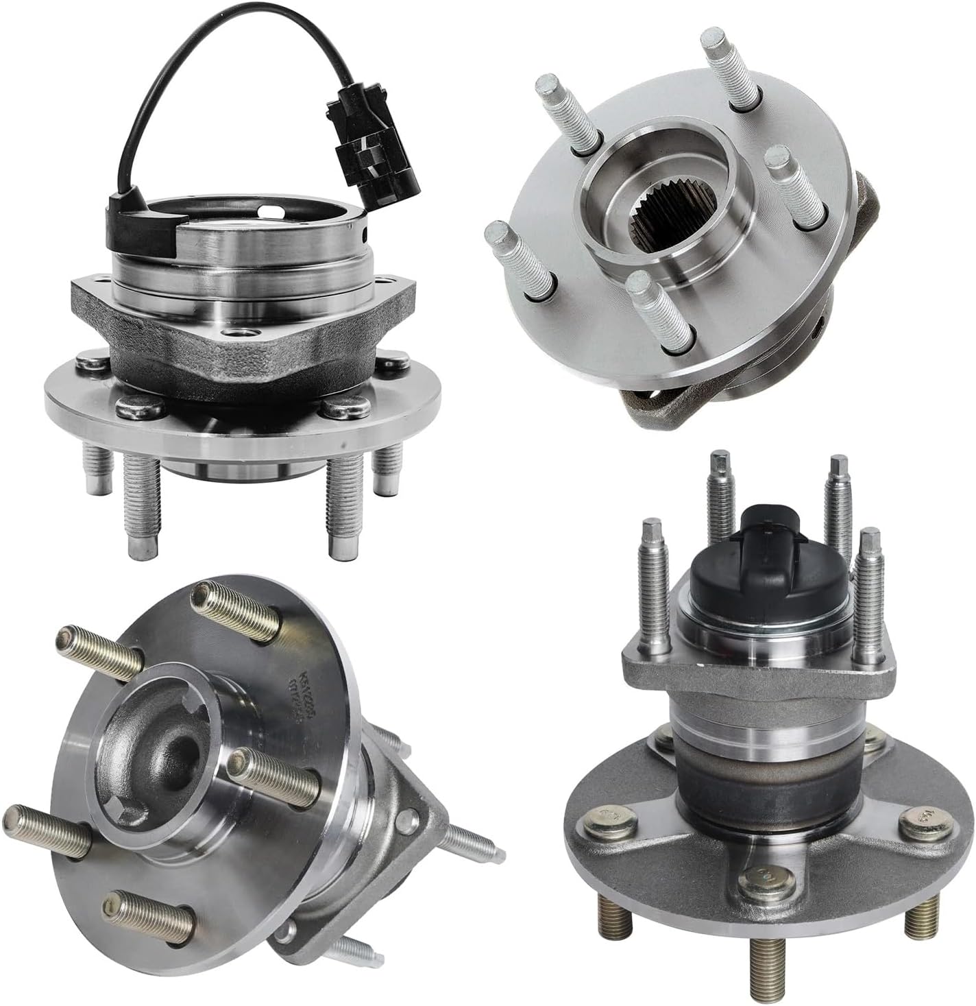 Detroit Axle - 4pc Front & Rear Wheel Bearing Hubs Assembly for Chevrolet Malibu 2004-2012 Cobalt 2009-2010 HHR 2008-2010, Pontiac G6 2005-2010, Saturn Aura 2007-2009, 5-Lug w/ABS