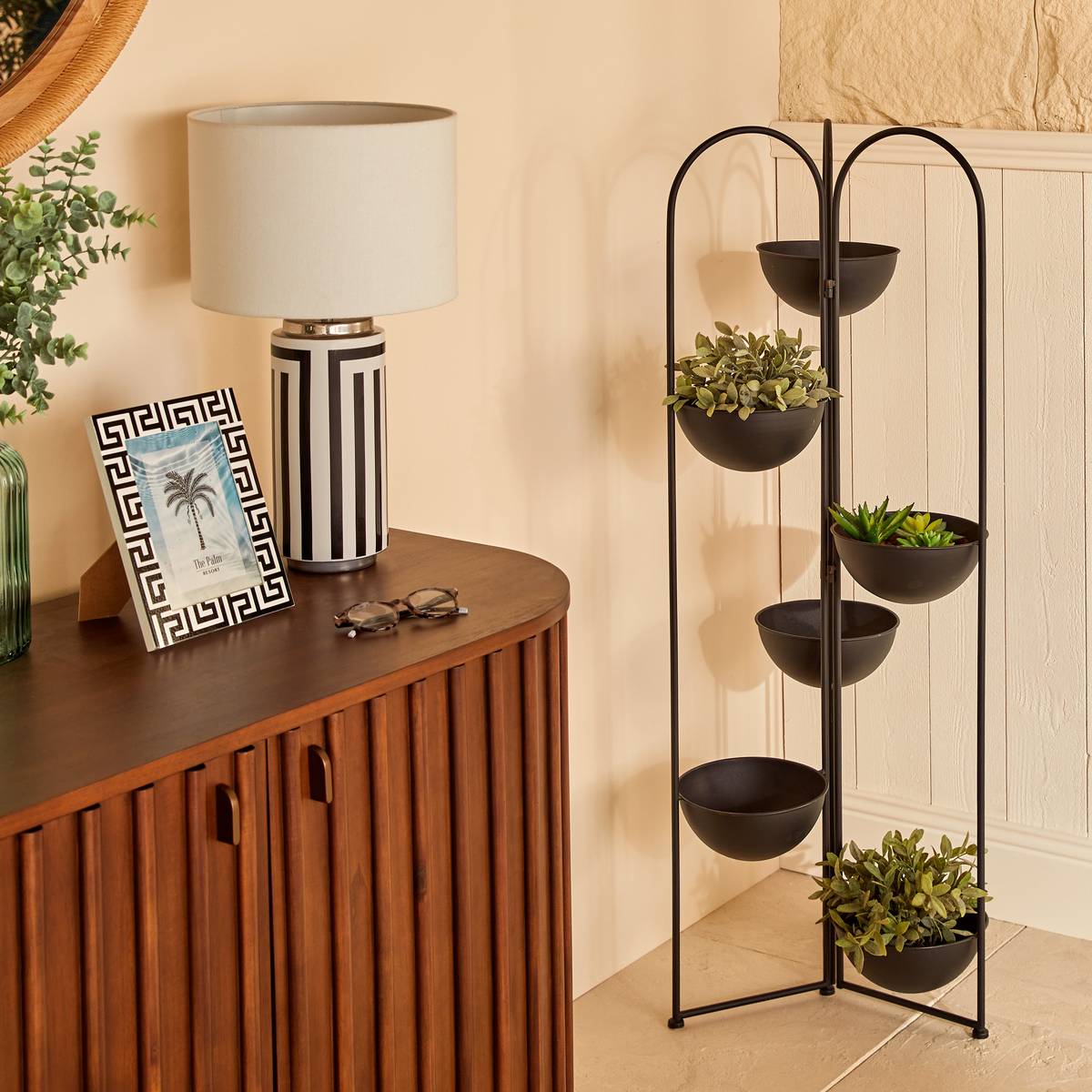 Plant Stand "Reso" Black, 124x42 cm