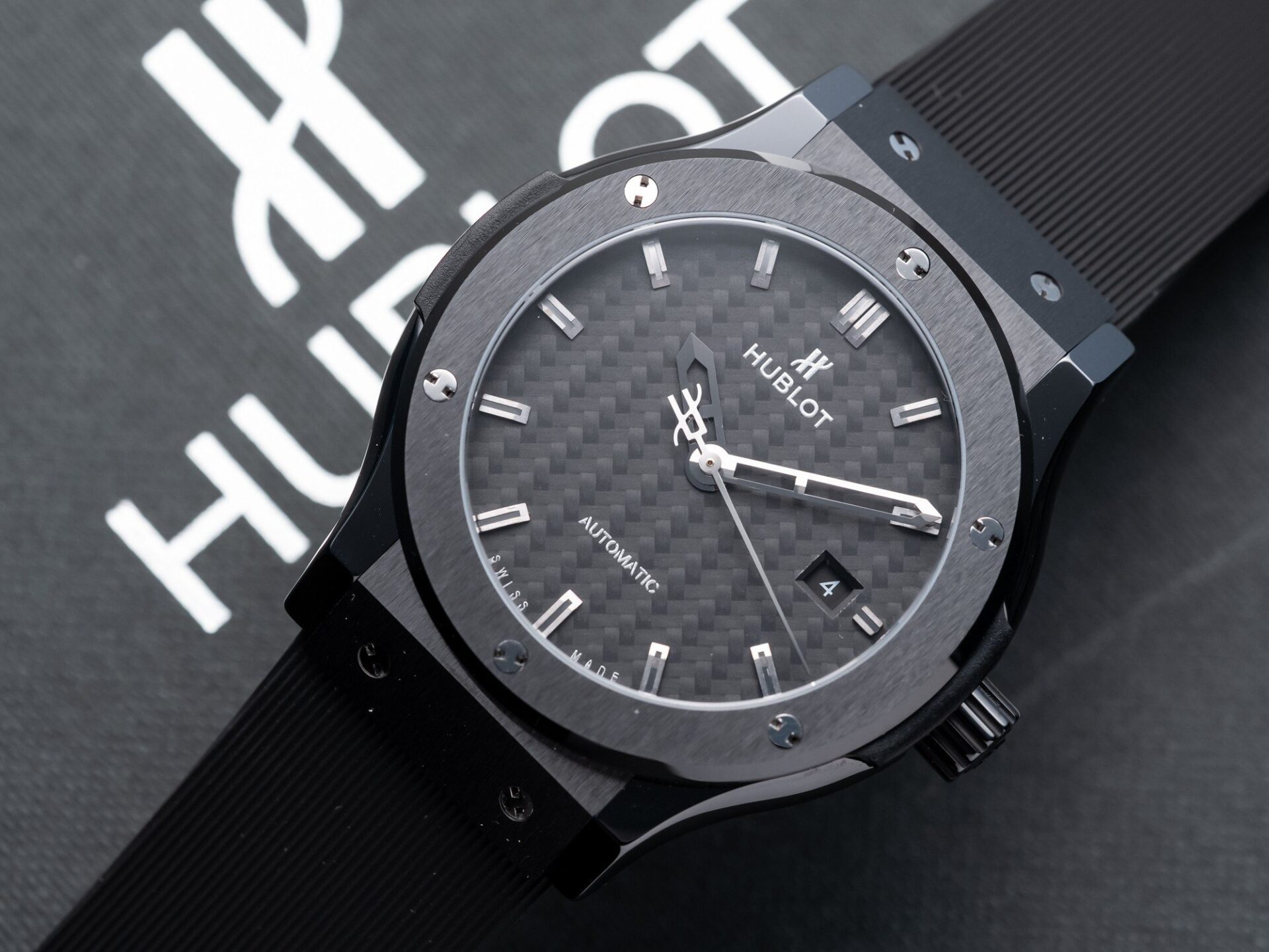 Hublot Classic Fusion Ceramic Carbon Dial Replica Watch Rubber Strap GSF 42mm - Top club