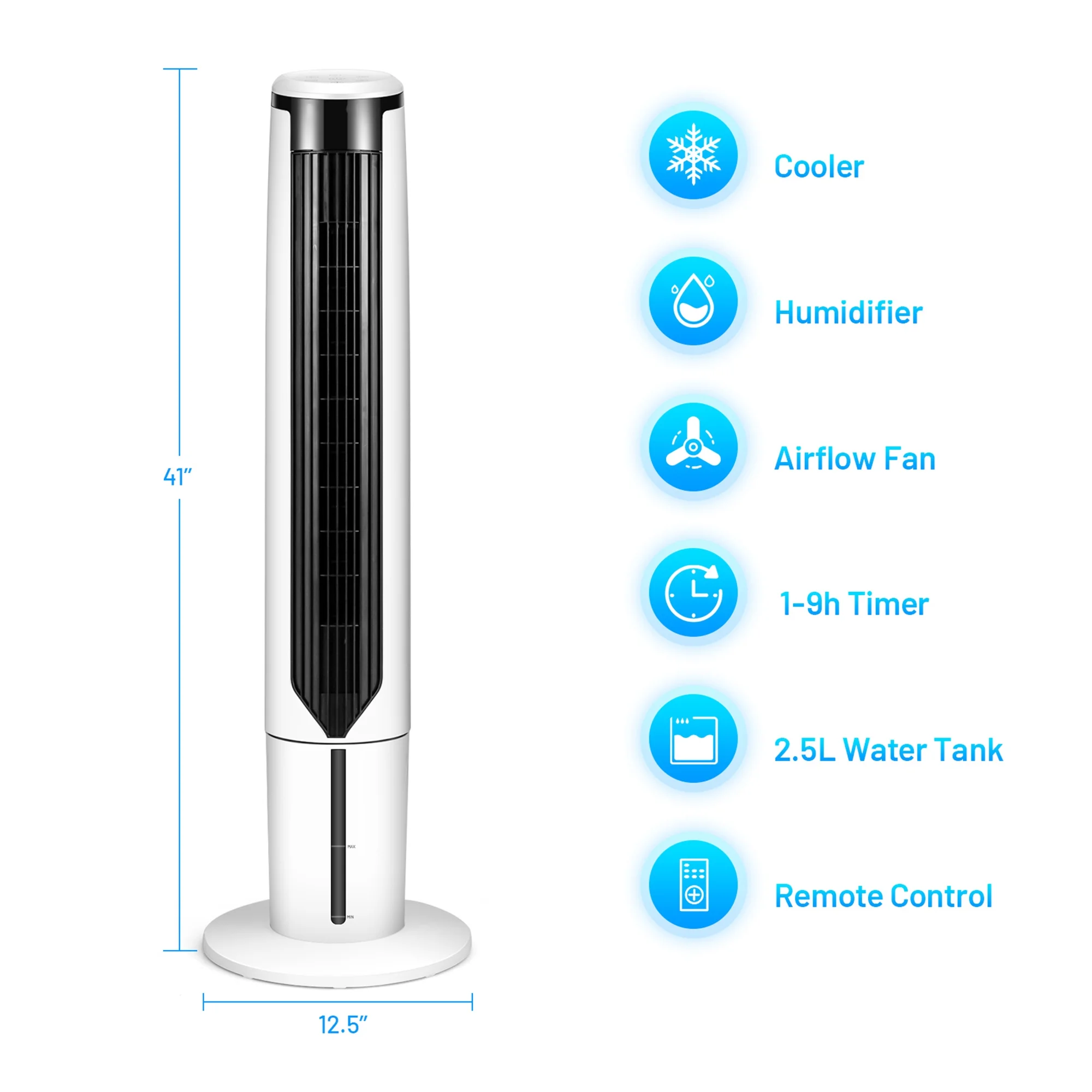 Gymax 41'' Tower Fan 3 in 1 Evaporative Air Cooler Humidifier w/ Remote Control - Image 2