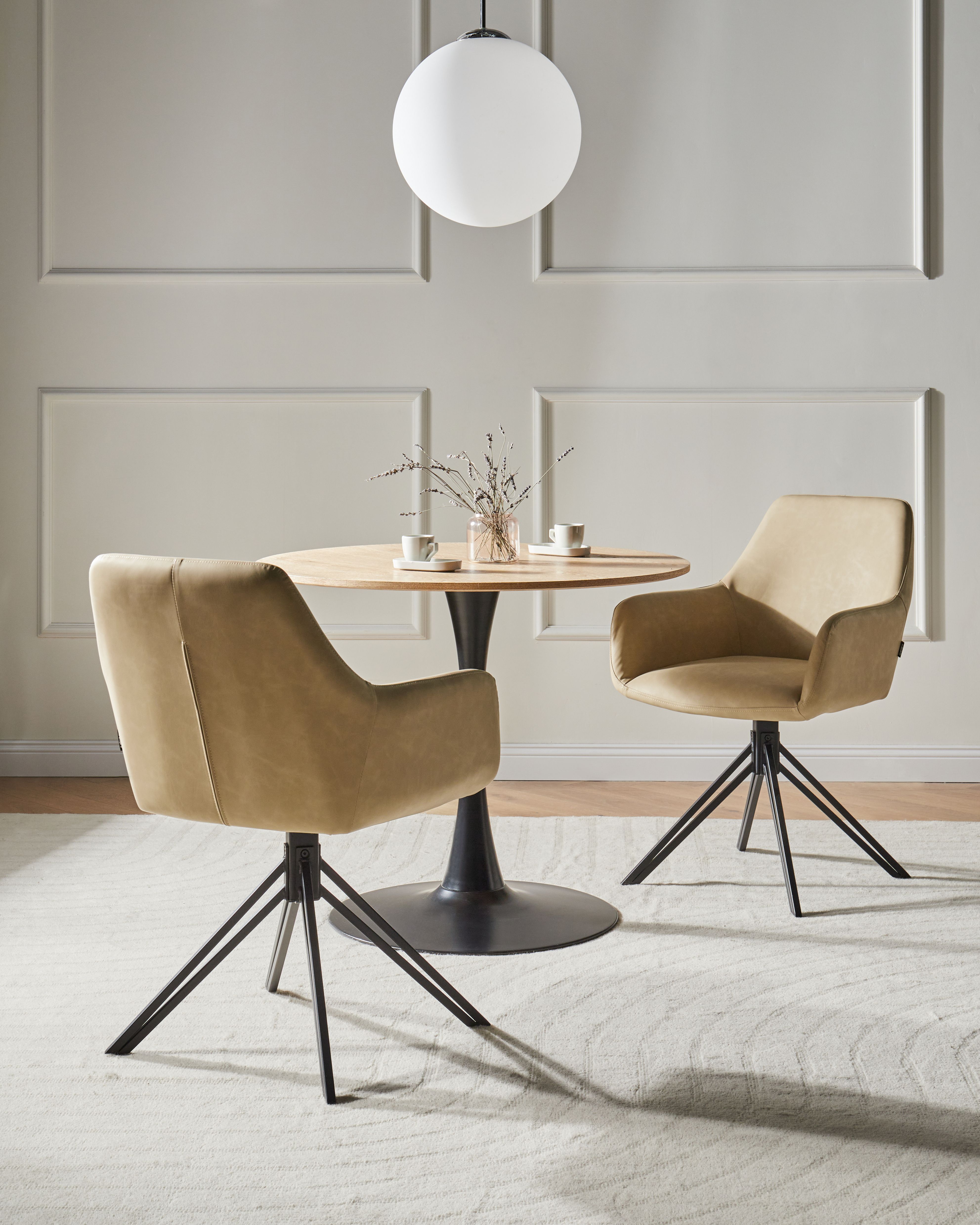Set of 2 Dining Chairs SANSARC Faux Leather Beige