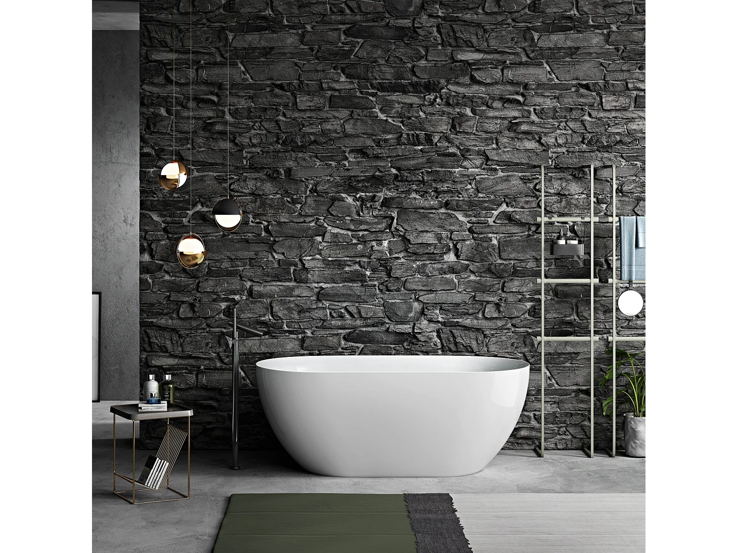 Baignoire îlot design ovale LISBON blanche 160 cm Brillant
