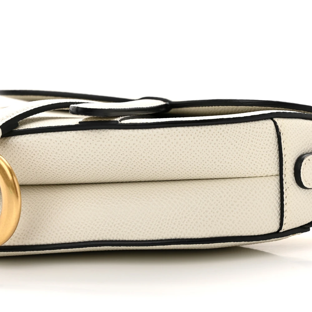 Dior White Grained Calfskin Saddle Replica with Brass Accents1:1High-quality replica