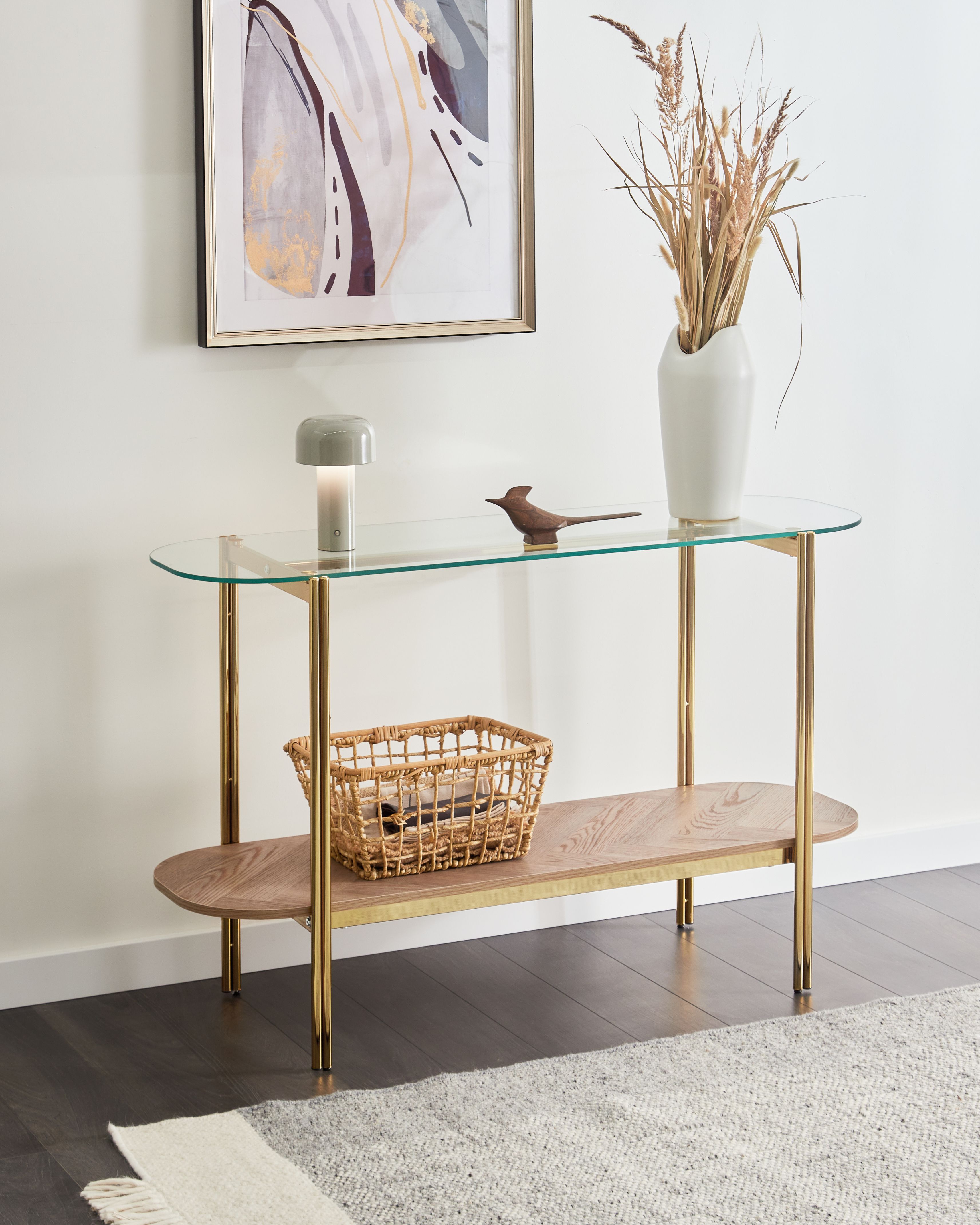 Console Table LOVELL Tempered Glass Gold