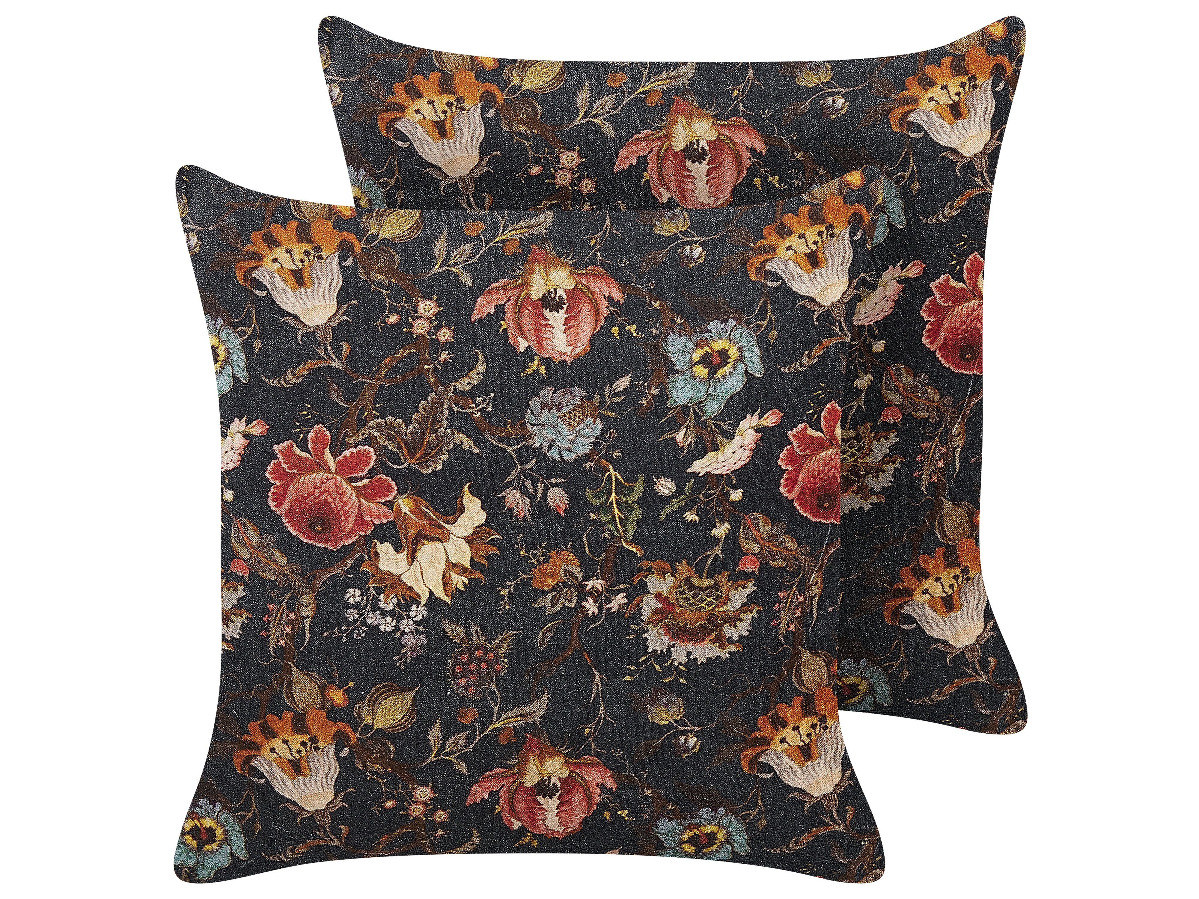 Set of 2 Decorative Cushions RAMONDA Velvet 45 x 45 cm Multicolour Floral Pattern