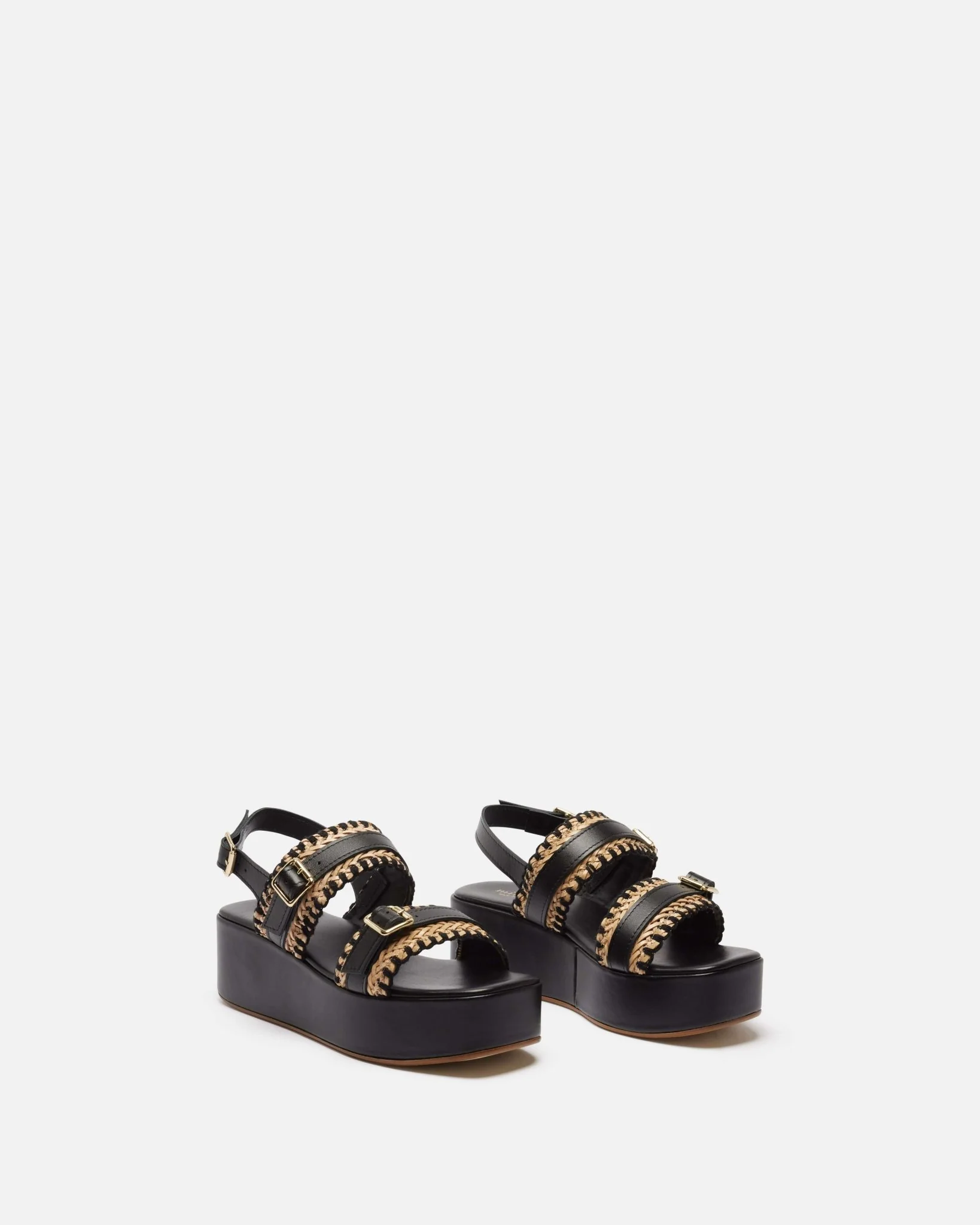 COMPENSEES LIDDY - En cuir naturel noir