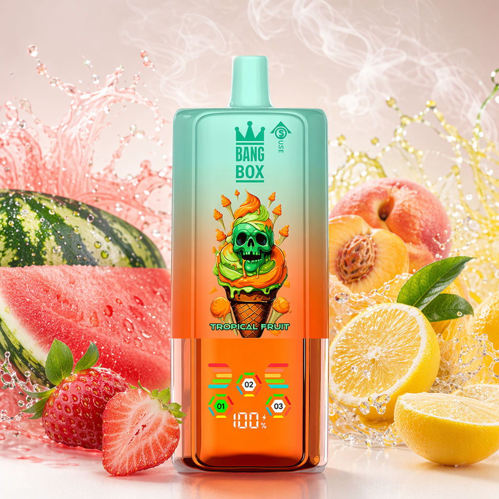 BANG BOX 80 000 puffów 3w1 – Tropical Fruit; wskaźnik smaku 01/02/03 i poziom baterii