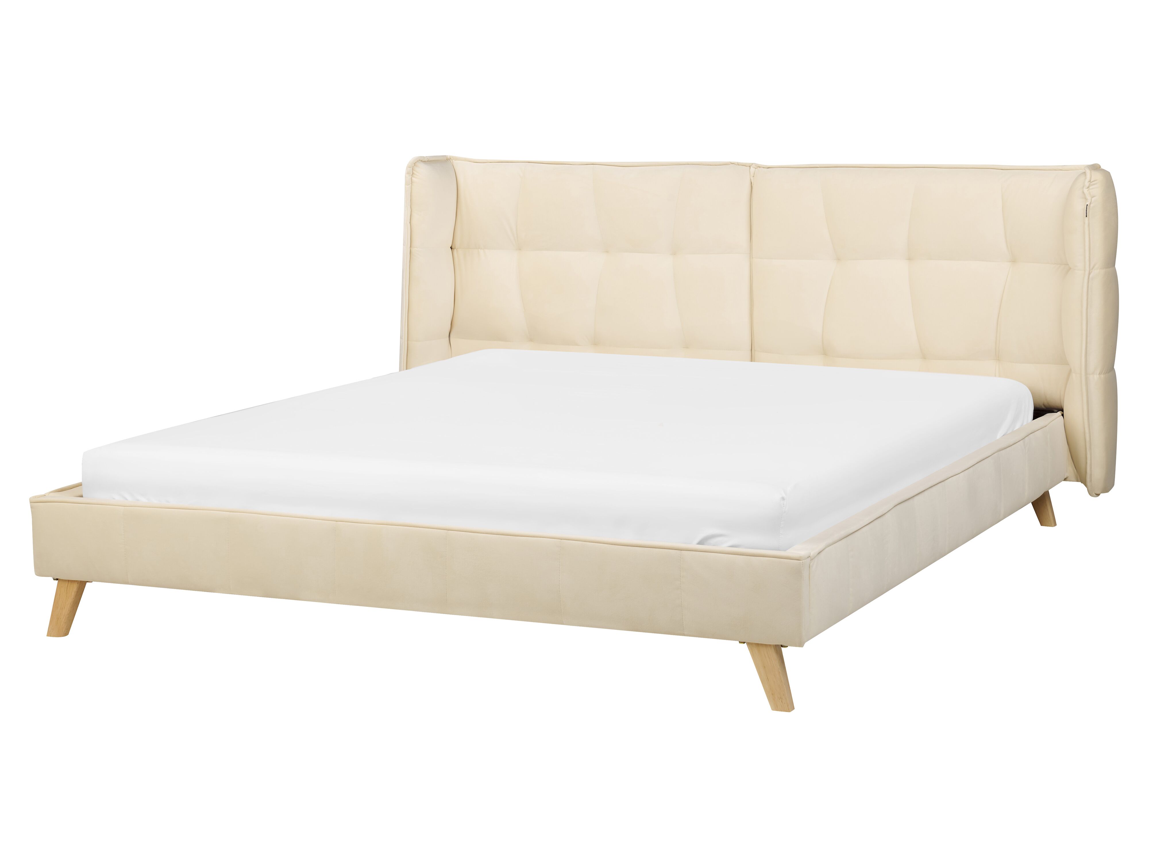 Bed Velvet SENLIS 160 x 200 cm (EU King Size) Beige