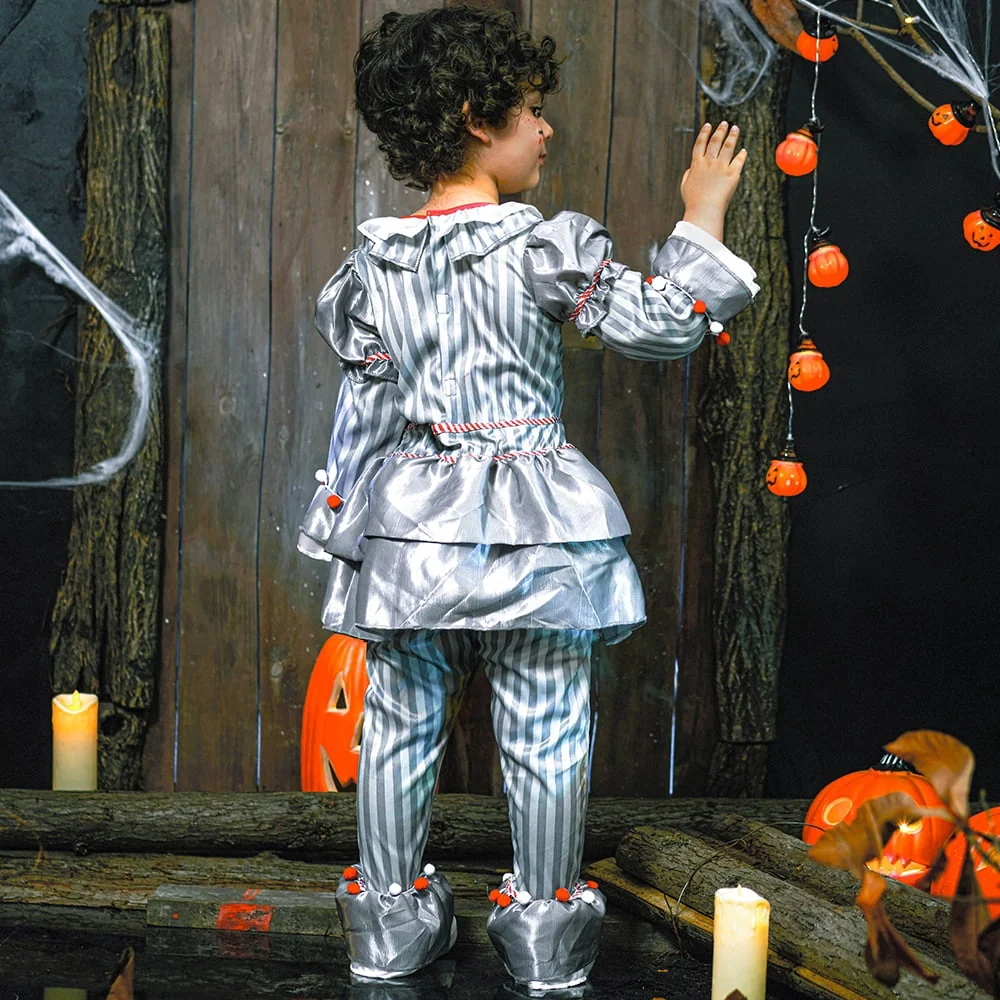 Kids Clown Costume Halloween, Classic Movies Character Fancy Dress Suit for Boys Girls Carnival Party 3-10 Years - Image 3 Kids Clown Costume Halloween, Classic Movies Character Fancy Dress Suit for Boys Girls Carnival Party 3-10 Years - Image 3