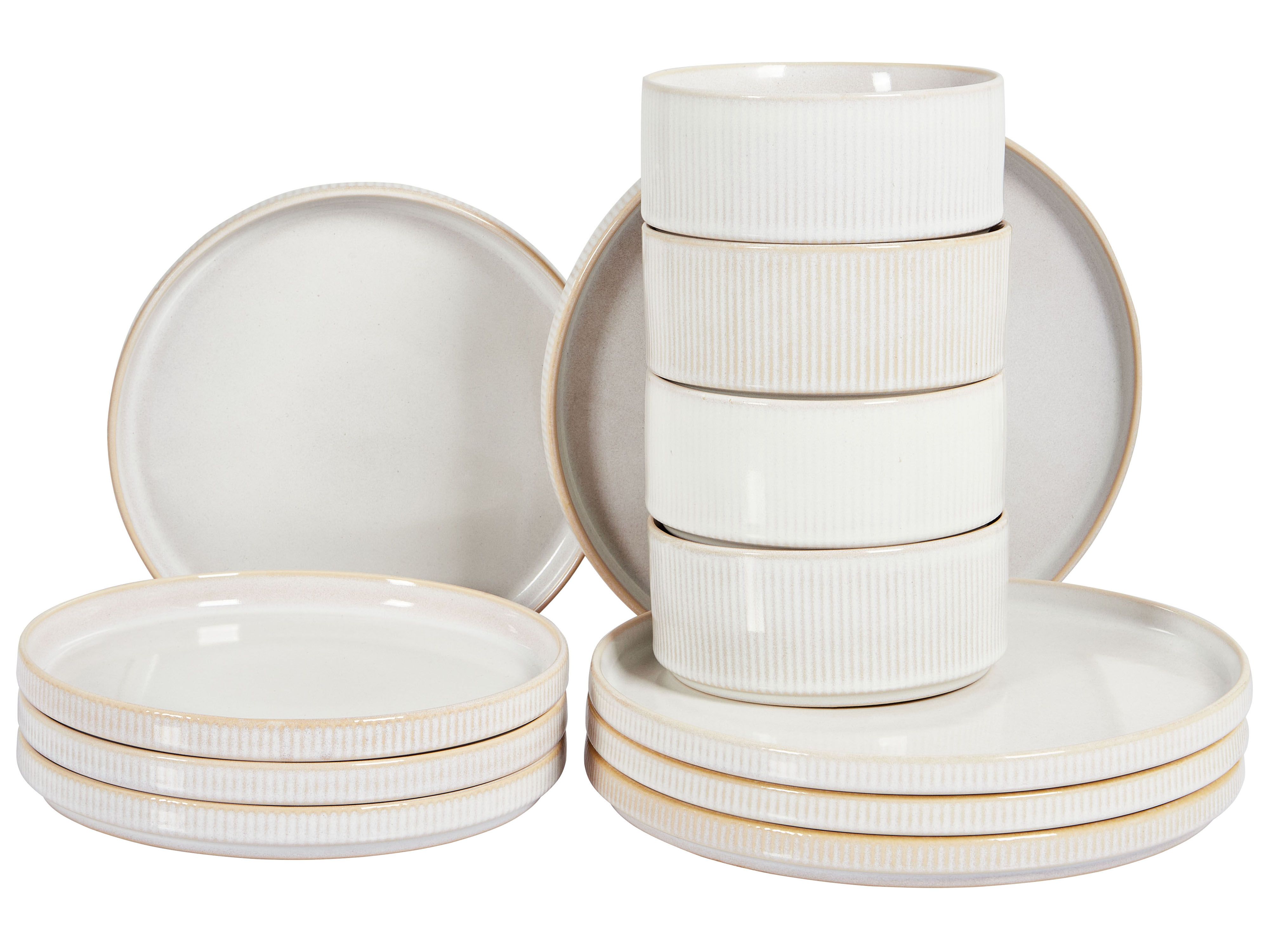 Set of 12 Dinnerware SPIKENARD Stoneware Off-White