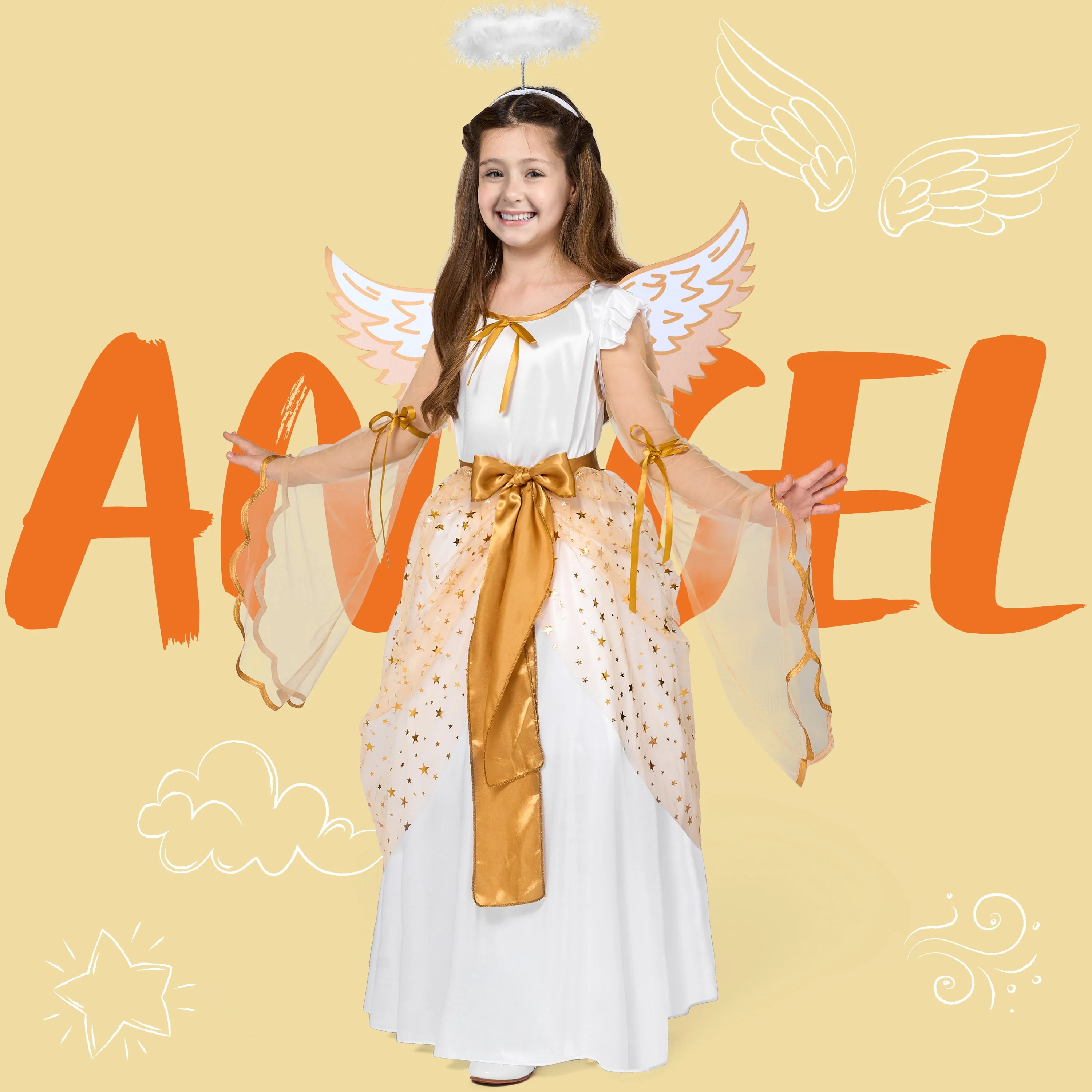 Joyfy Halloween Angel Costume for Girls, Angel Dress for Kids, Guardian Angel Set for Halloween Costumes Themed Party Cosplay - Image 5 Joyfy Halloween Angel Costume for Girls, Angel Dress for Kids, Guardian Angel Set for Halloween Costumes Themed Party Cosplay - Image 5