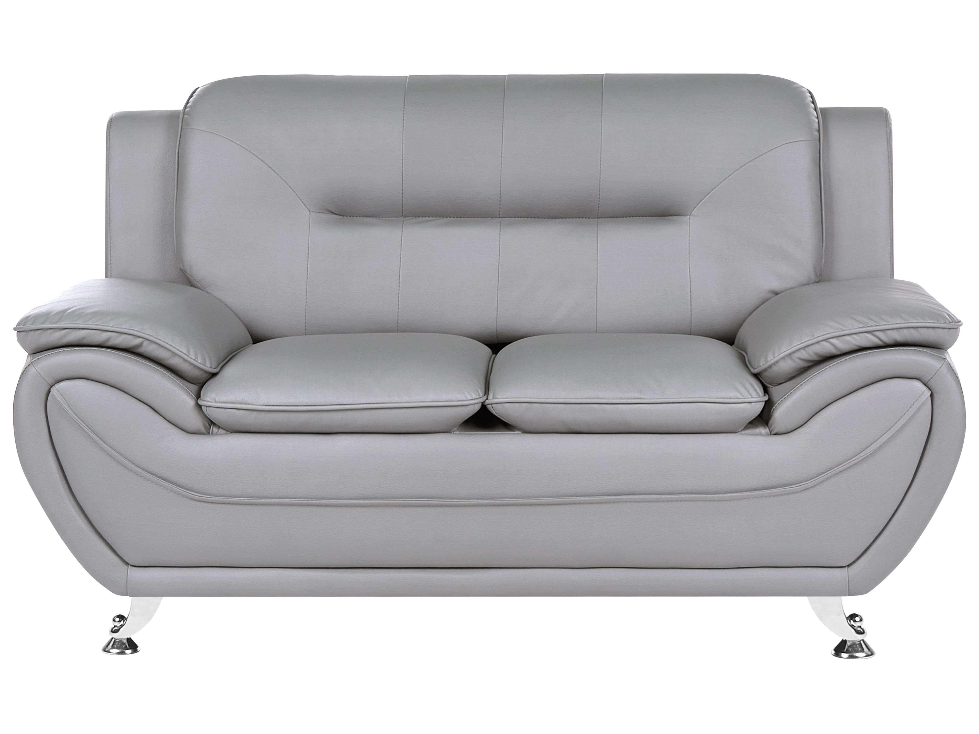 Sofa 2 Seater LEIRA Faux Leather Grey