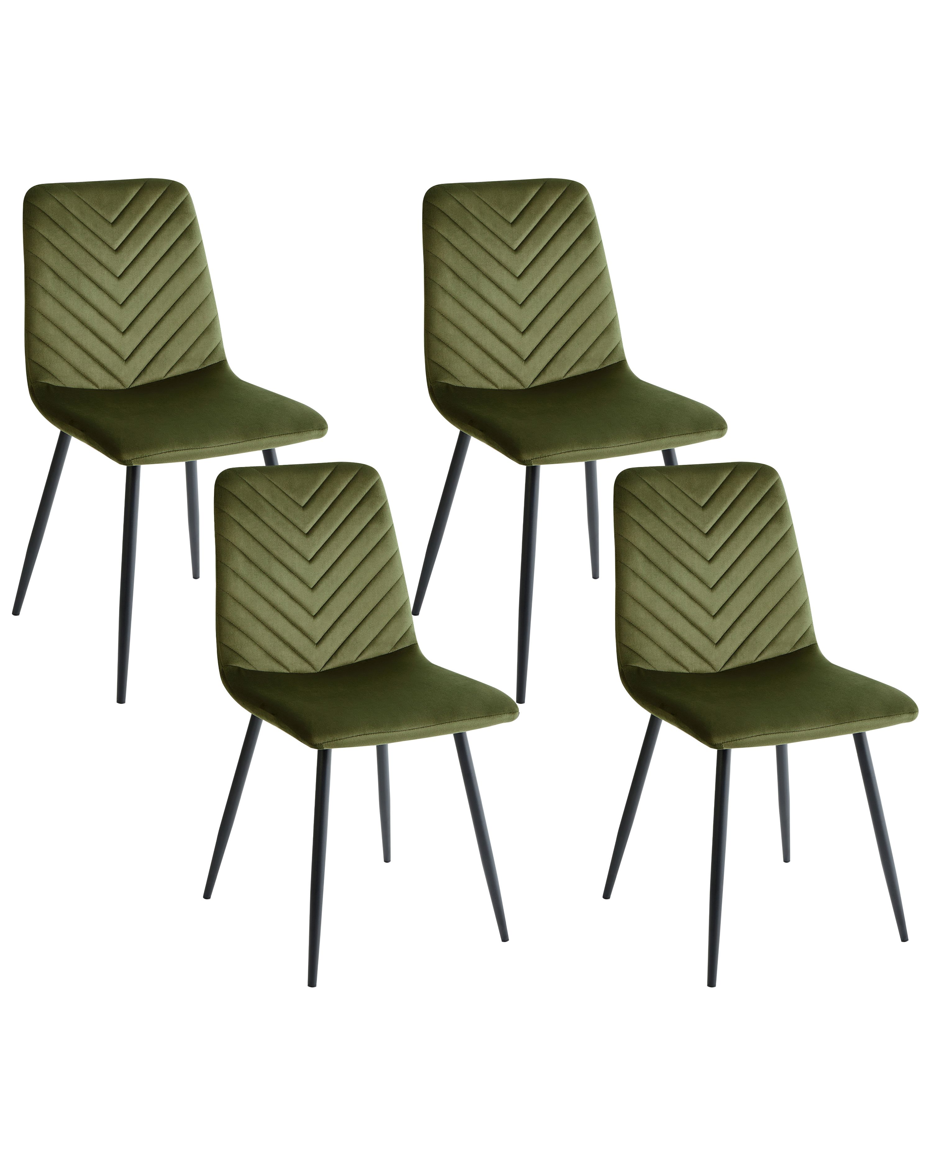 Set of 4 Dining Chairs HAVRE Velvet Olive Green
