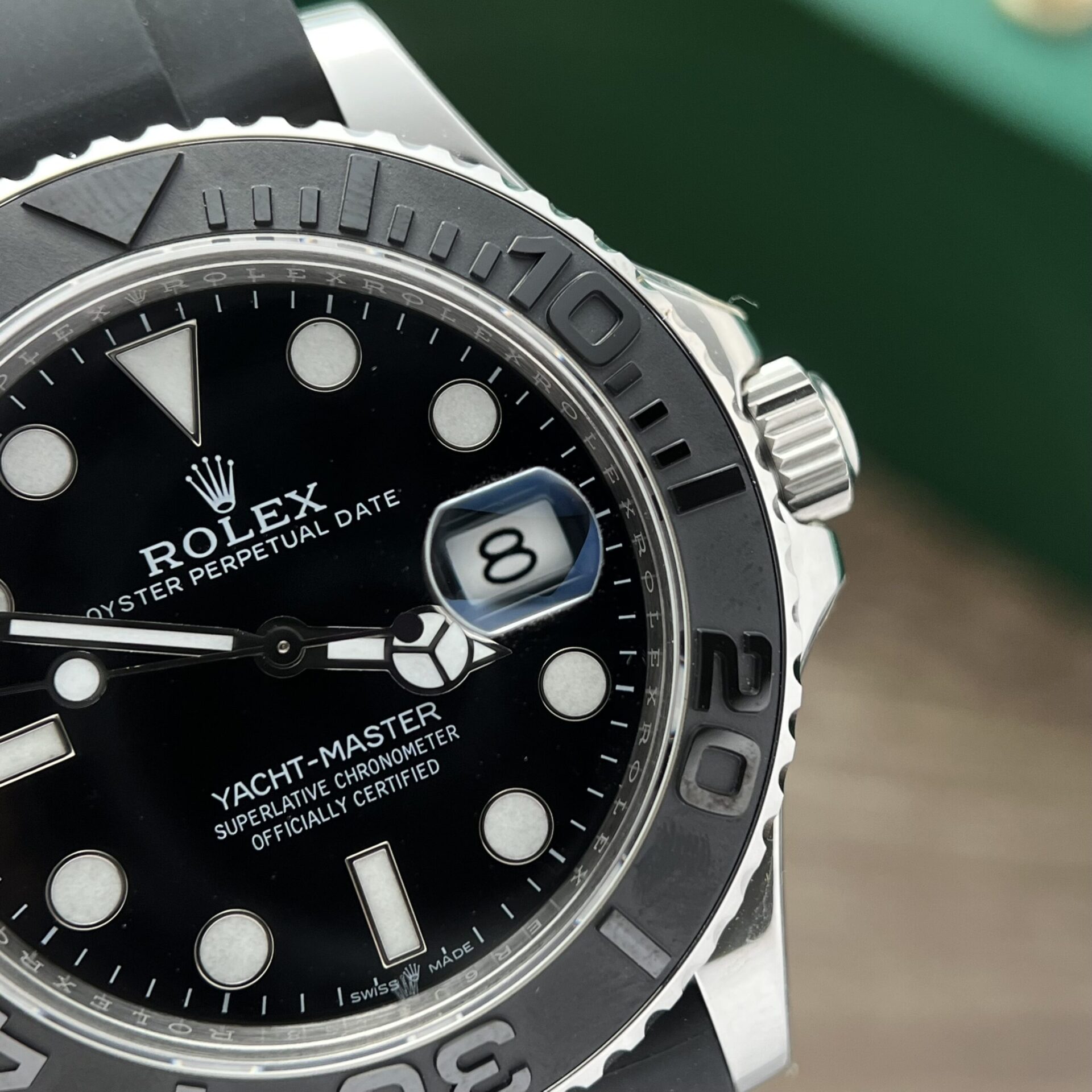 Rolex Fake Clone Yacht-Master Black Dial Rubber Strap EW Factory 40mm - Top club