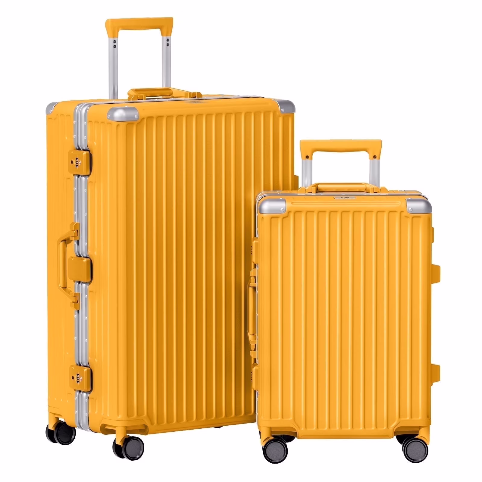 Luggage Aluminium Frame PC ABS Hardshell Suitcase with Spinner Wheels TSA Lock Zipperless Luggage 28 inch Silver - Image 6