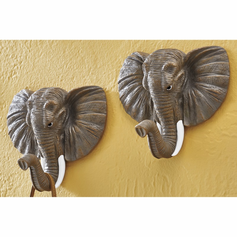 Set of 2 Elephant Wall Hooks - MIDNIGHT VELVET CATALOG
